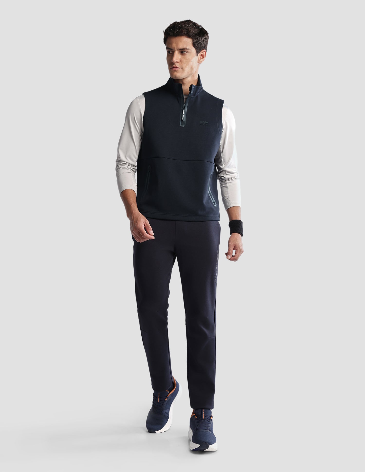 Solid Regular Fit Active Sweatshirt Navy - U.S. Polo Assn. India | Large