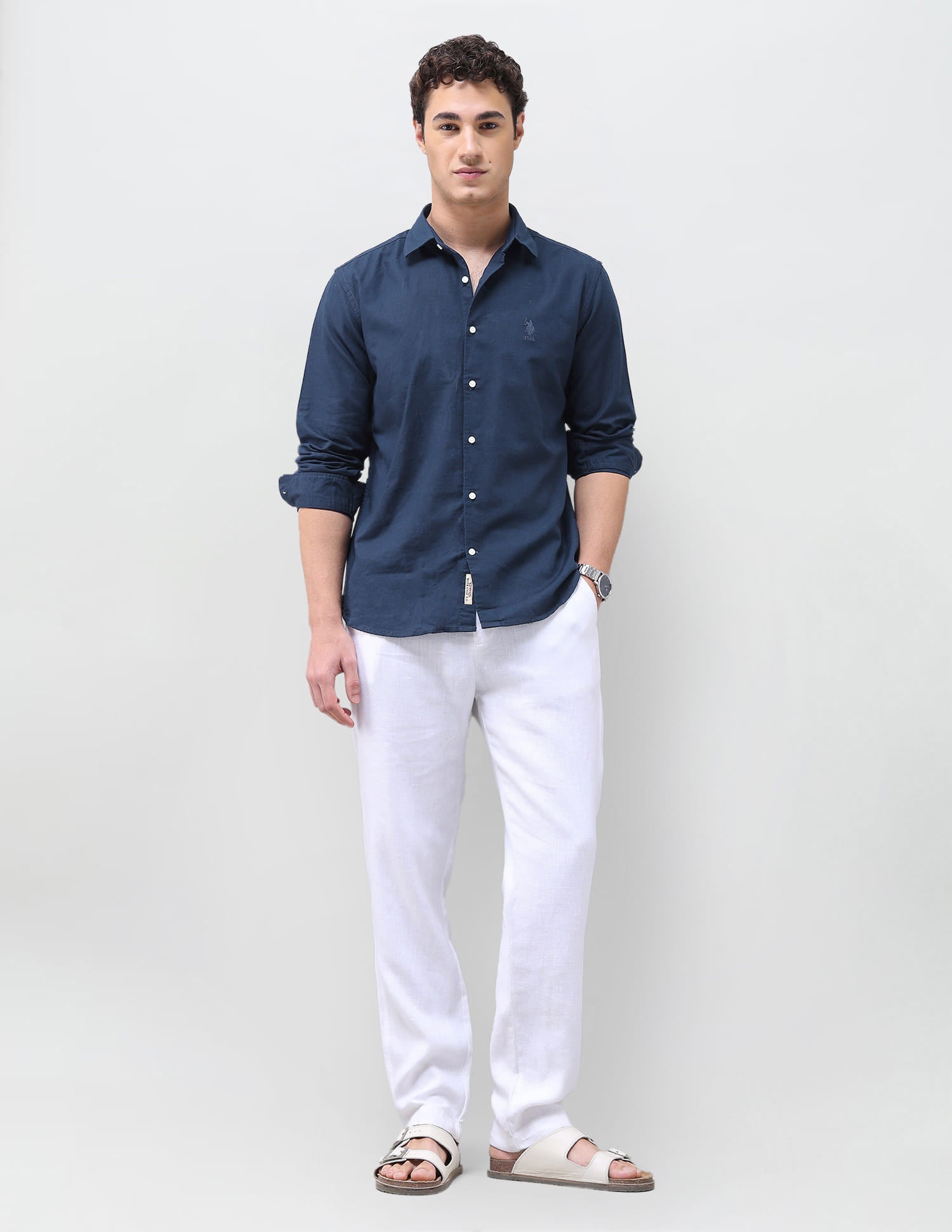 Vertical Striped Regular Fit Shirt Blue - U.S. Polo Assn. India | Large