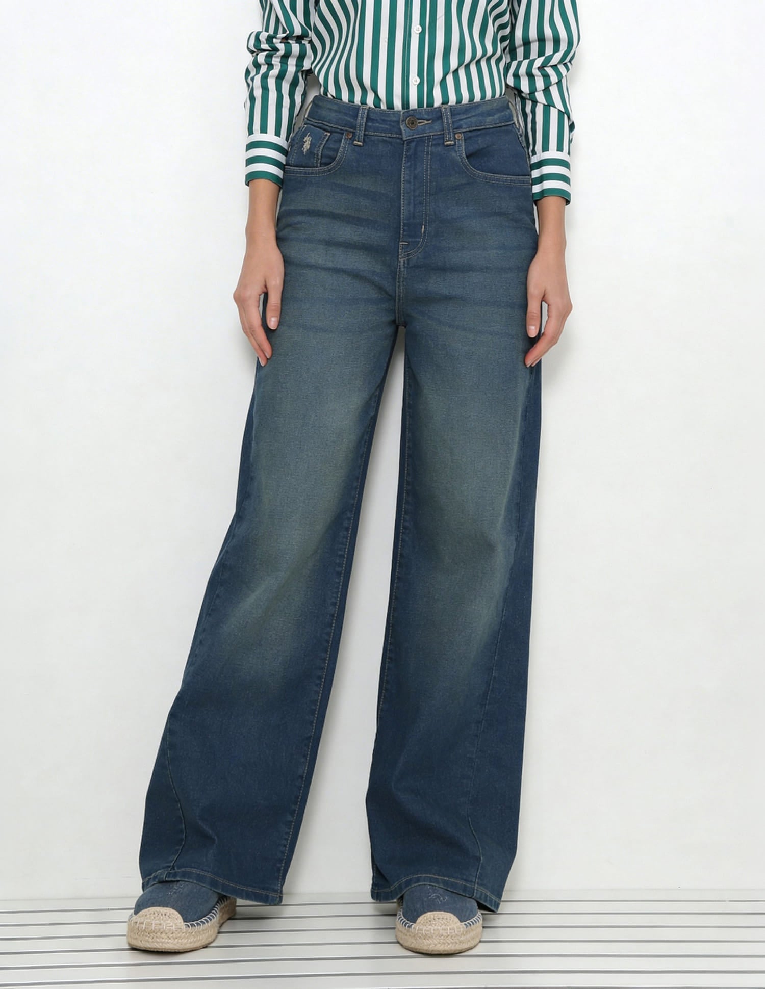 High Rise Baggy Fit Jeans Blue - U.S. Polo Assn. India | Large