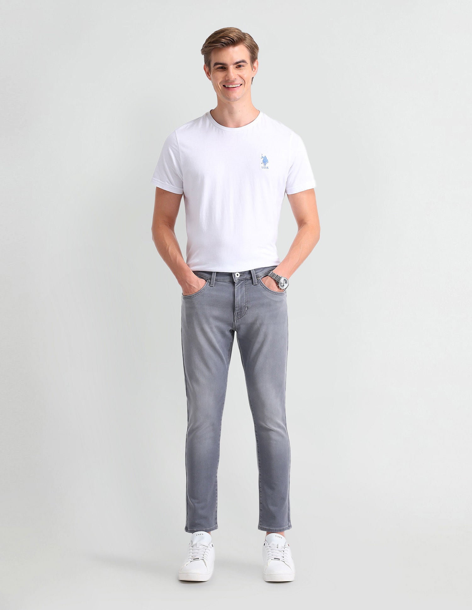 Henry Tapered Cropped Grey Jeans Grey - U.S. POLO ASSN. | Large