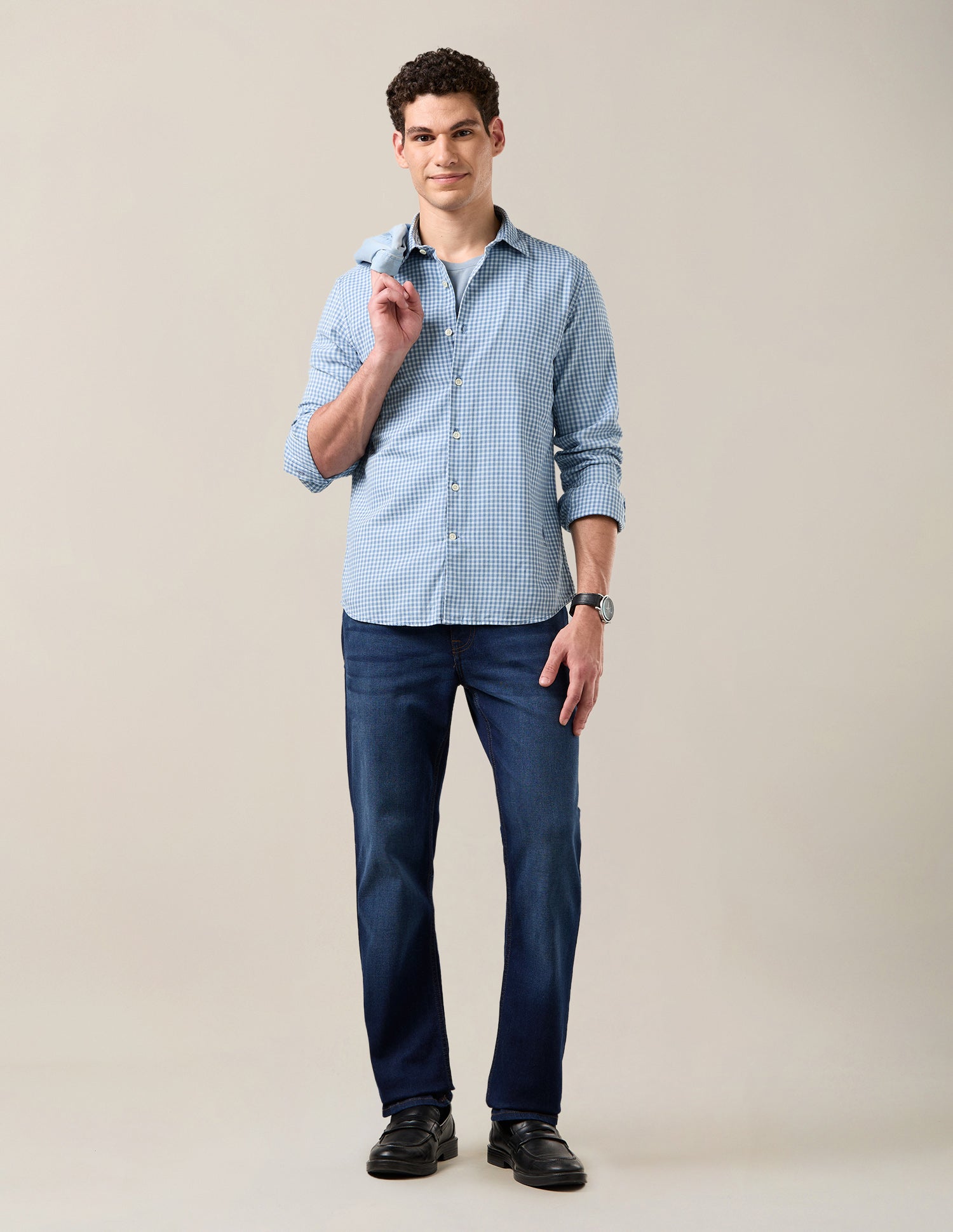 Gingham Checked Regular Fit Shirt Dark Indigo - U.S. Polo Assn. India | Large