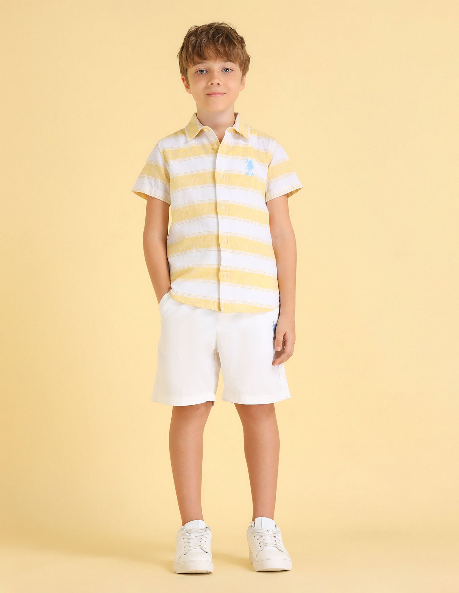 UKSHT1431 YELLOW Boys Shirt Yellow - U.S. POLO ASSN. | Large