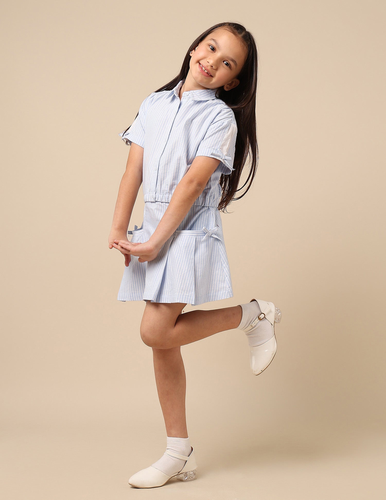 Girls Striped Regular Fit Top Light Blue - U.S. POLO ASSN. | Large