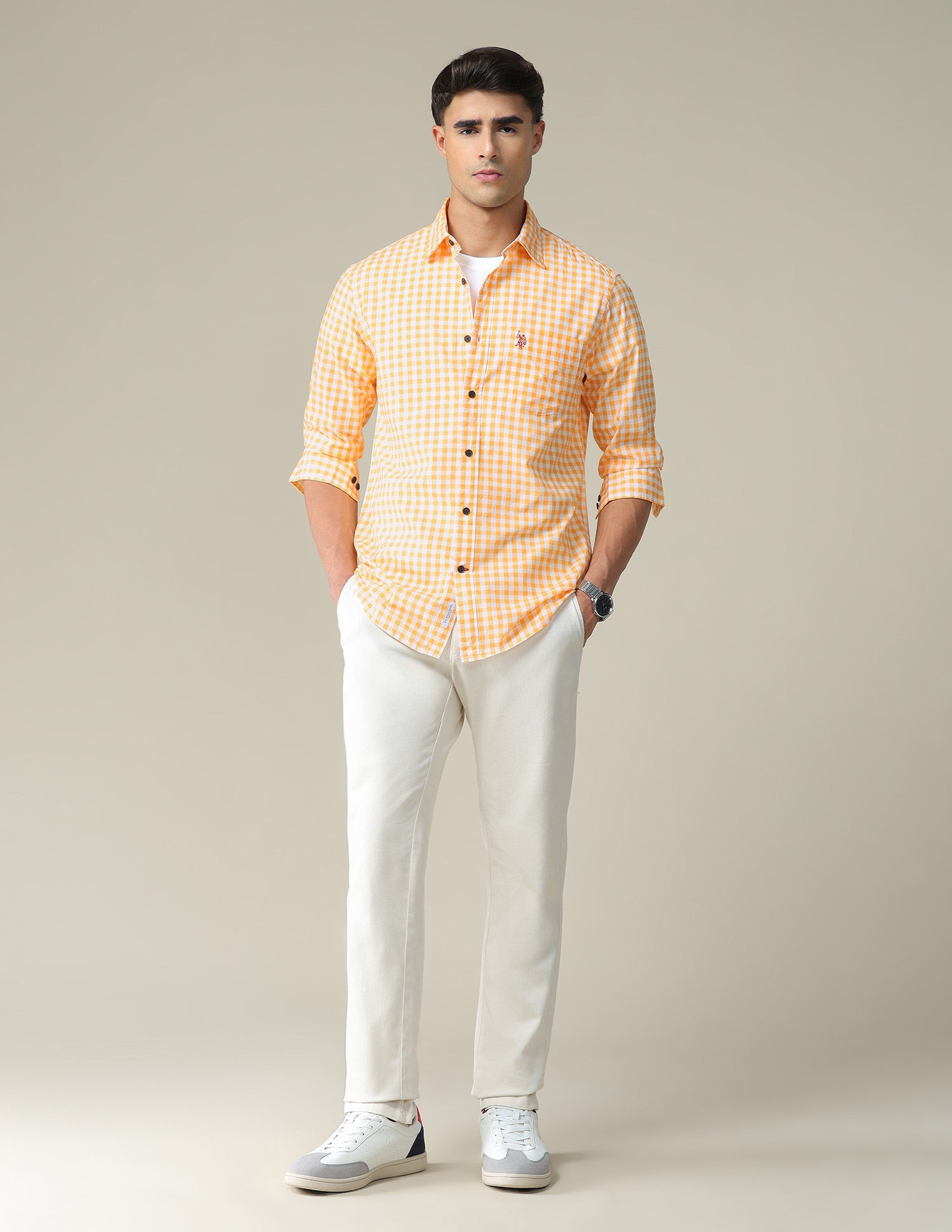 Gingham Twill Shirt Yellow - U.S. POLO ASSN. | Large