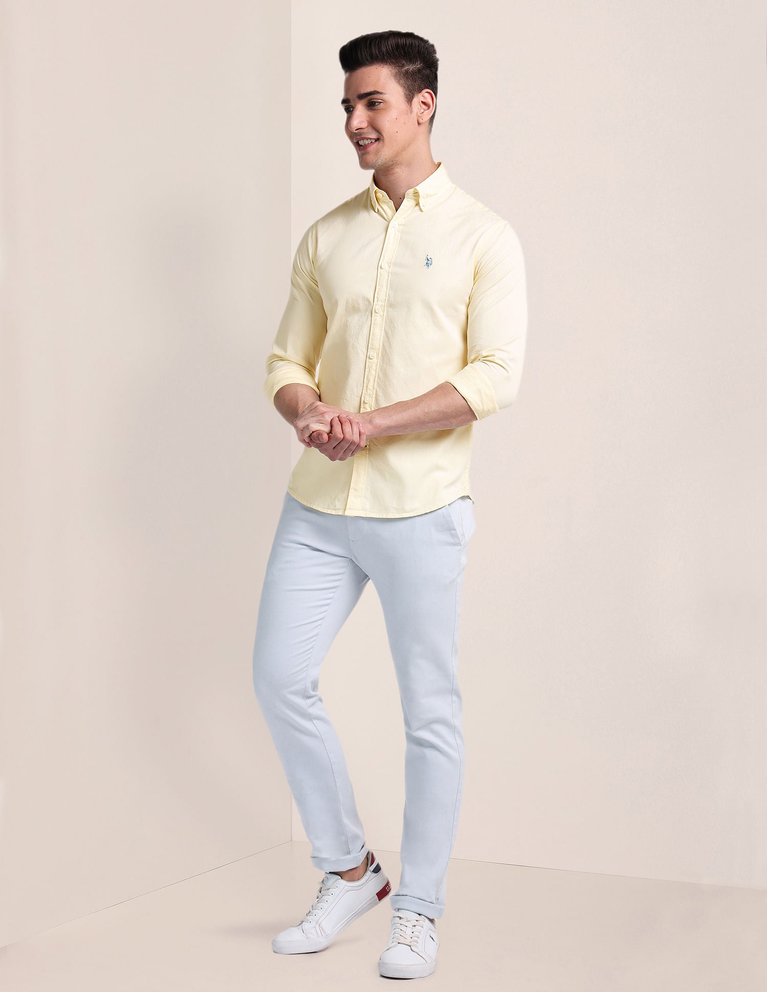 Premium Cotton Twill Shirt Yellow - U.S. Polo Assn. India | Large