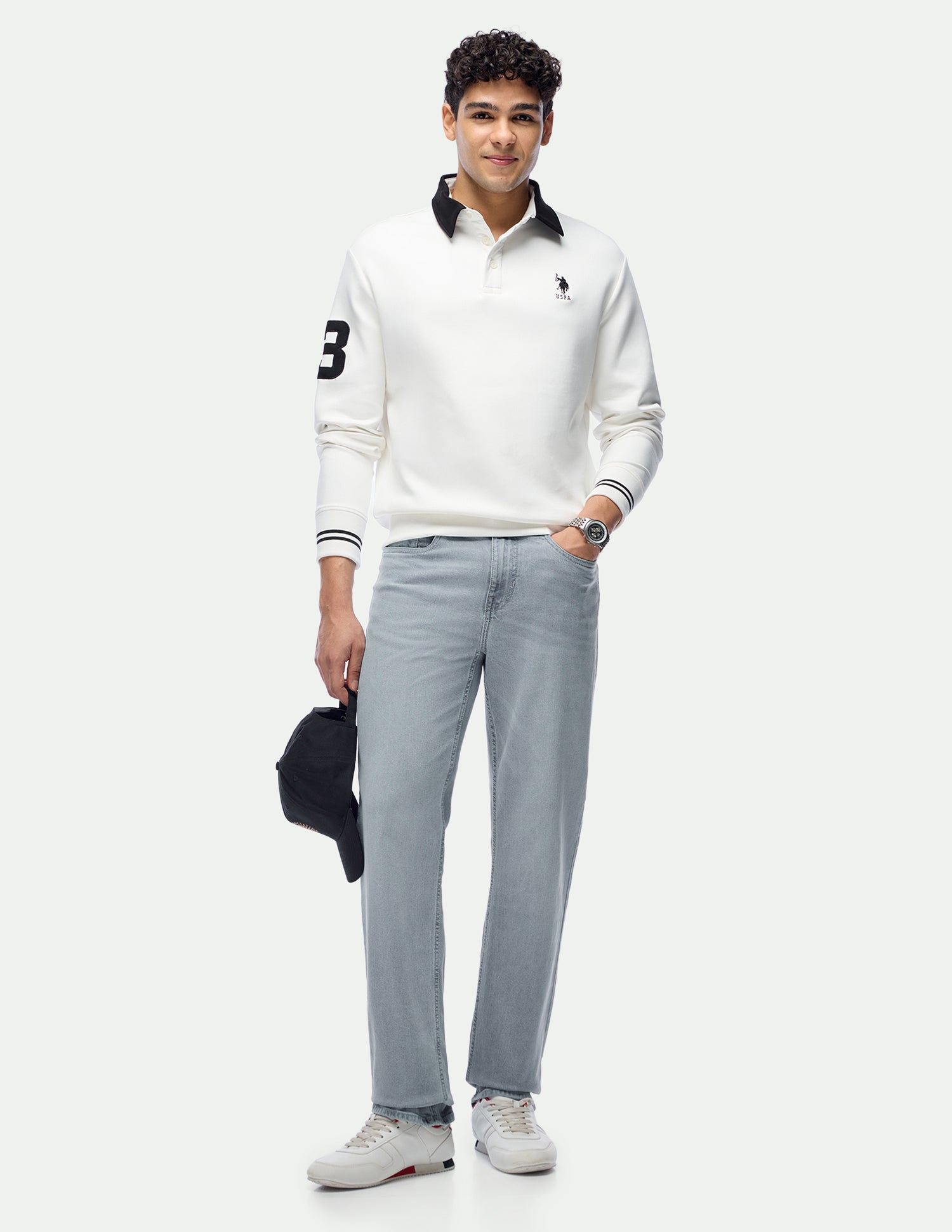 Solid Slim Fit Sweatshirt White - U.S. Polo Assn. India | Large