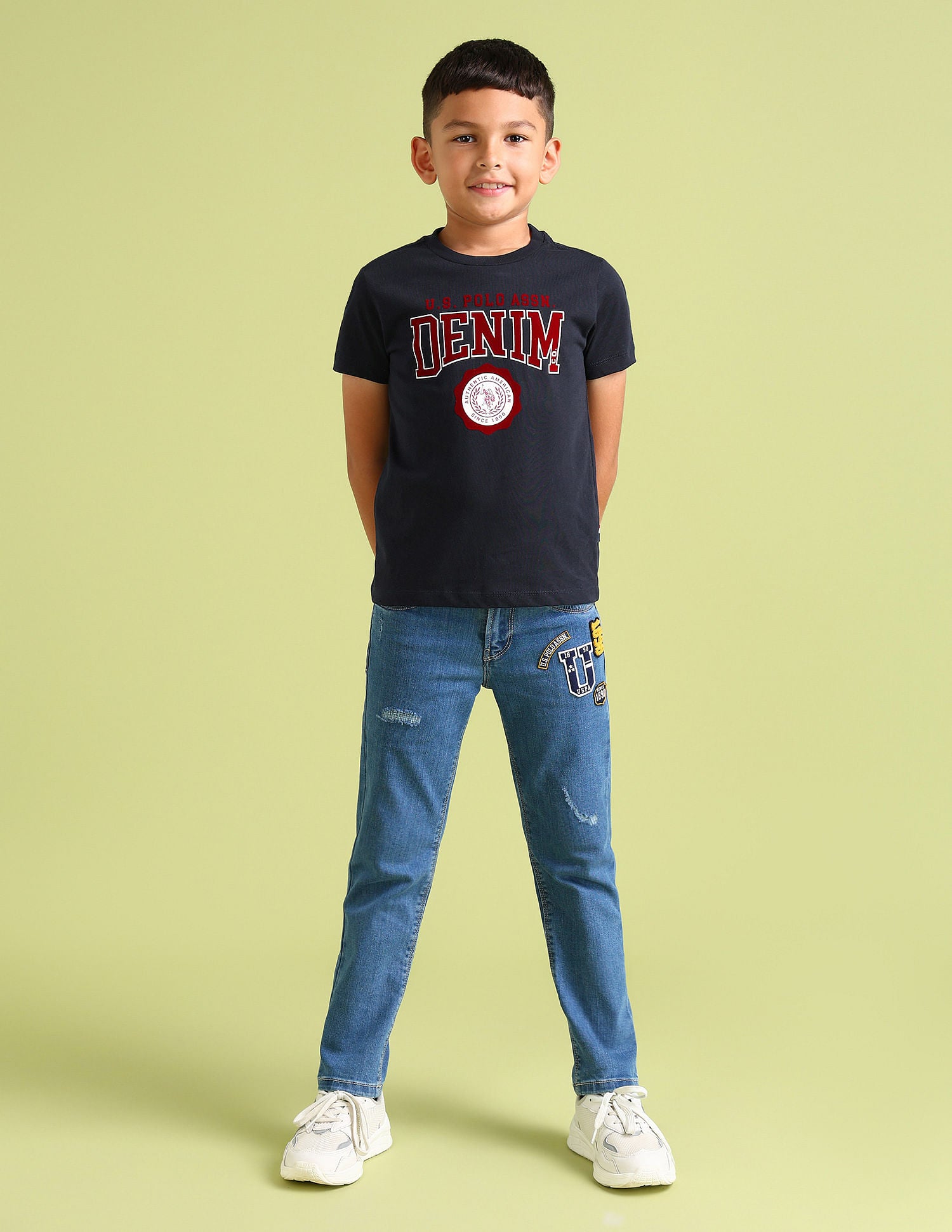 Boys Pure Cotton Regular T-shirt Blue - U.S. Polo Assn. India | Large
