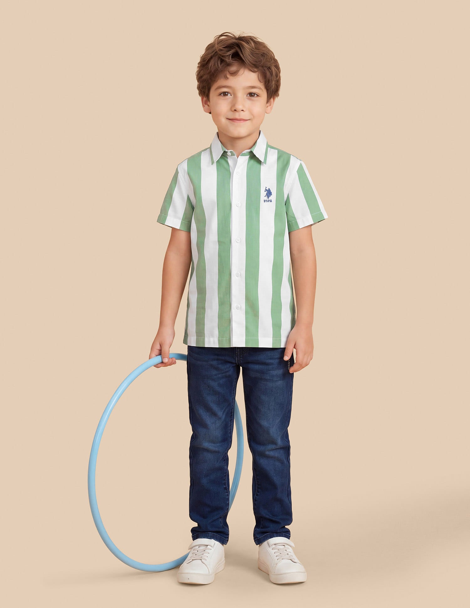 Vertical Striped Regular Fit Shirt Green - U.S. Polo Assn. India | Large