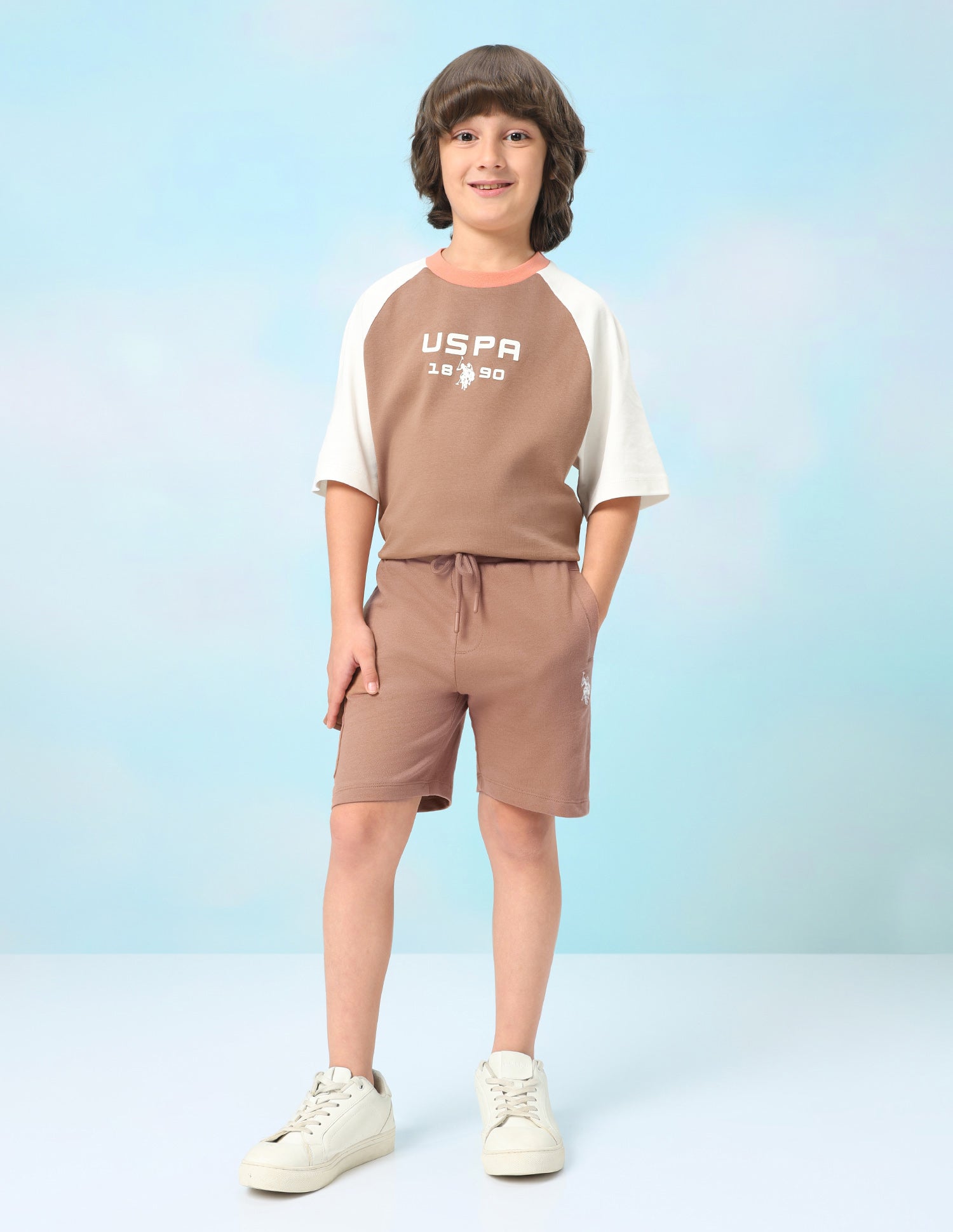 Mid Rise Solid Shorts Light Brown - U.S. Polo Assn. India | Large