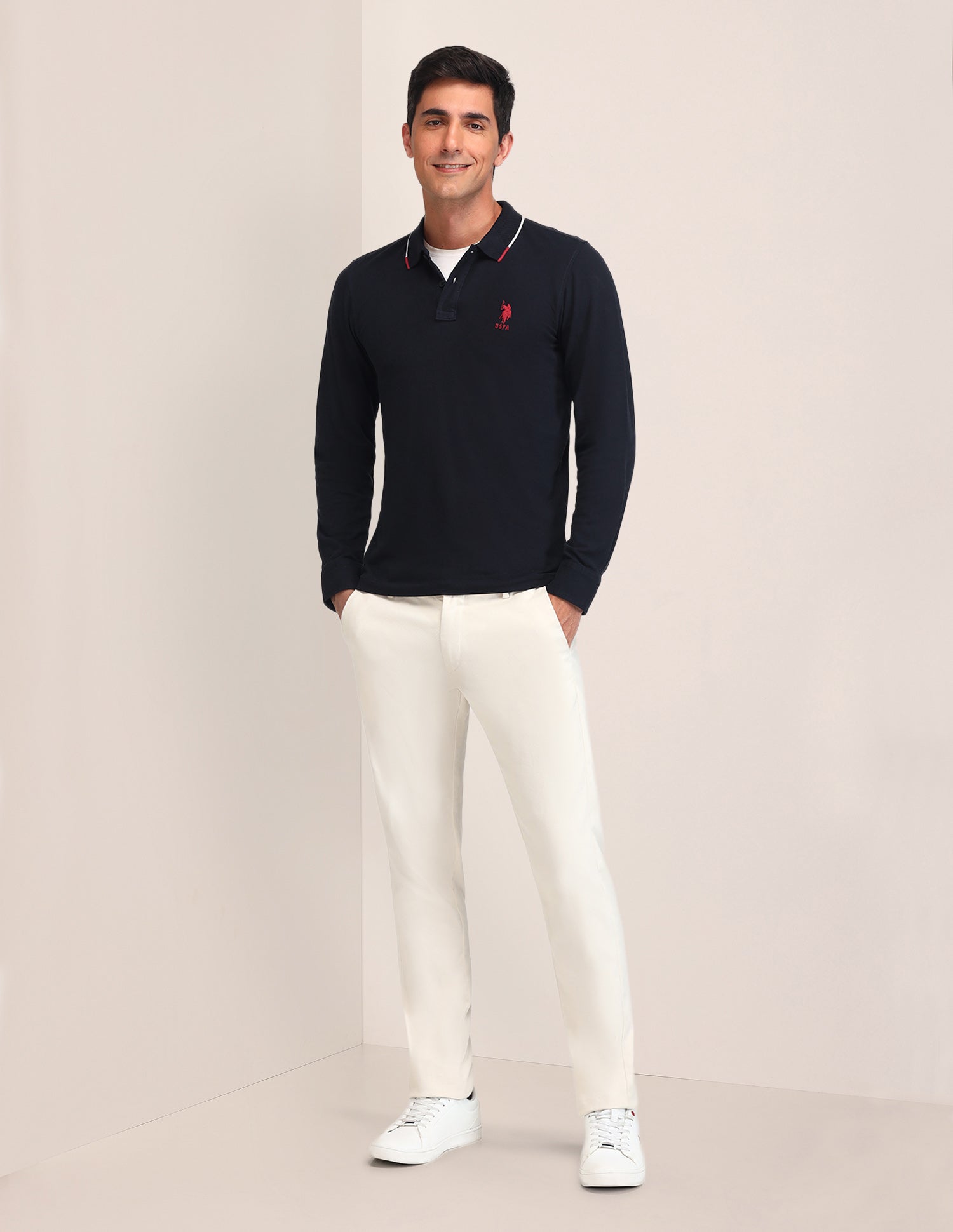 Solid Pattern Slim Fit Polo Shirt Navy - U.S. Polo Assn. India | Large