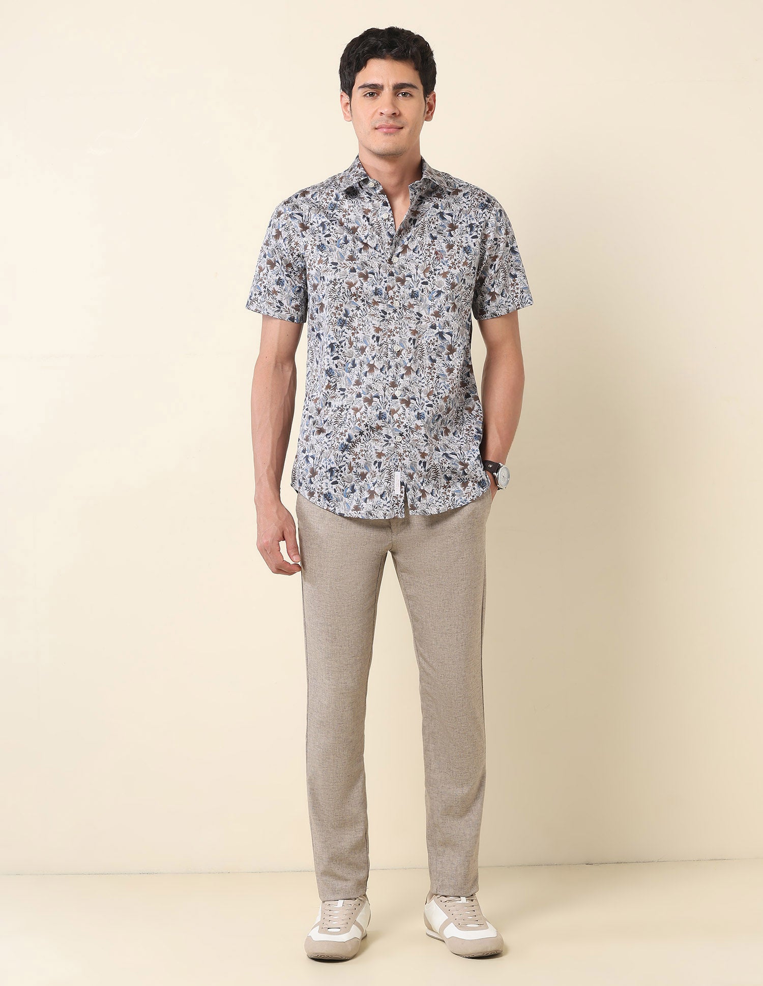 Floral Printed Tailored Fit Shirt Grey - U.S. POLO ASSN. | Large