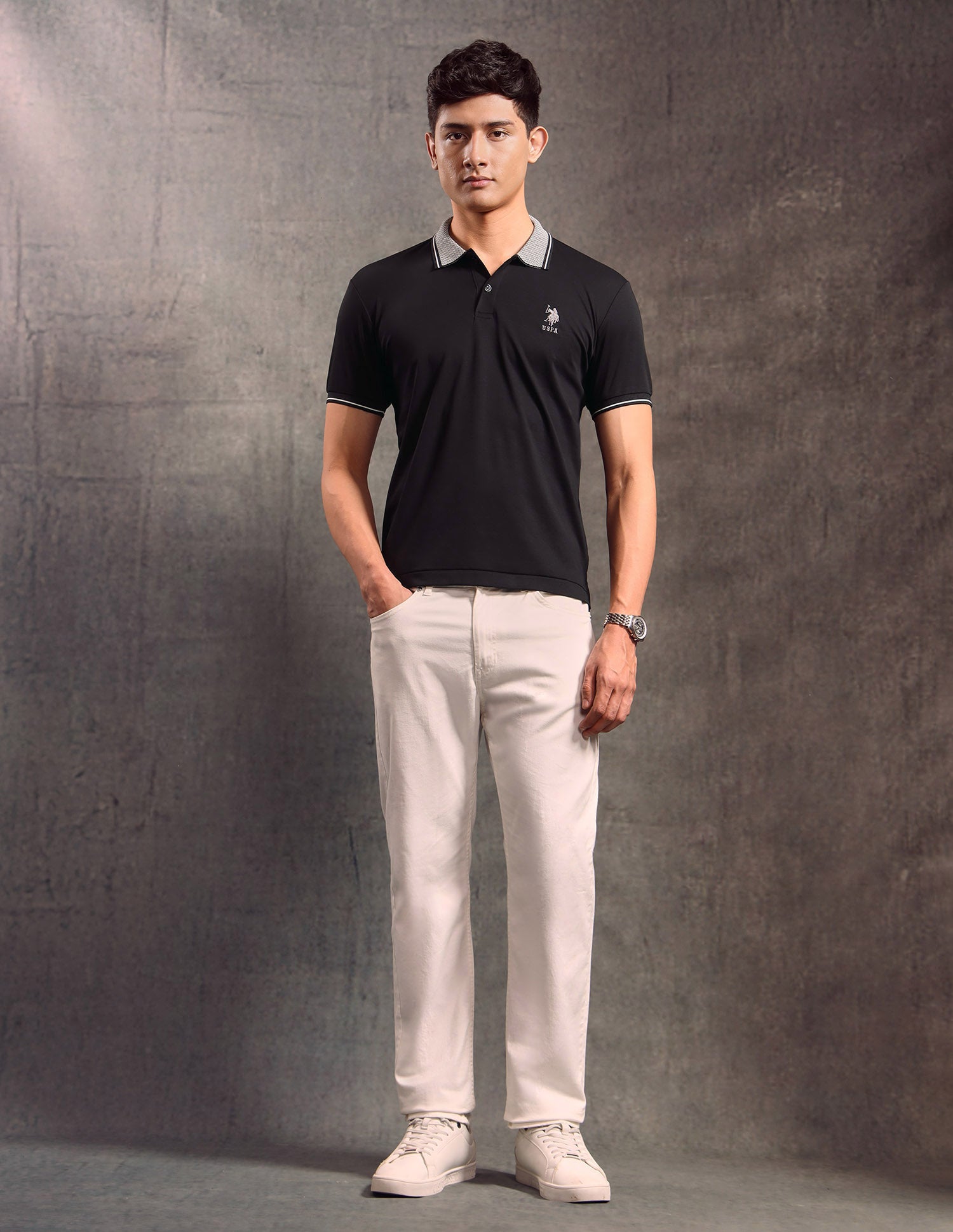 Solid Muscle Fit Polo shirt Black - U.S. POLO ASSN. | Large