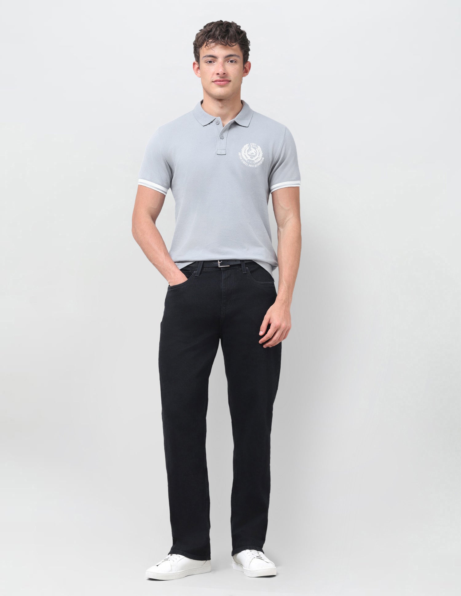 Solid Slim Fit Polo Shirt Grey - U.S. Polo Assn. India | Large