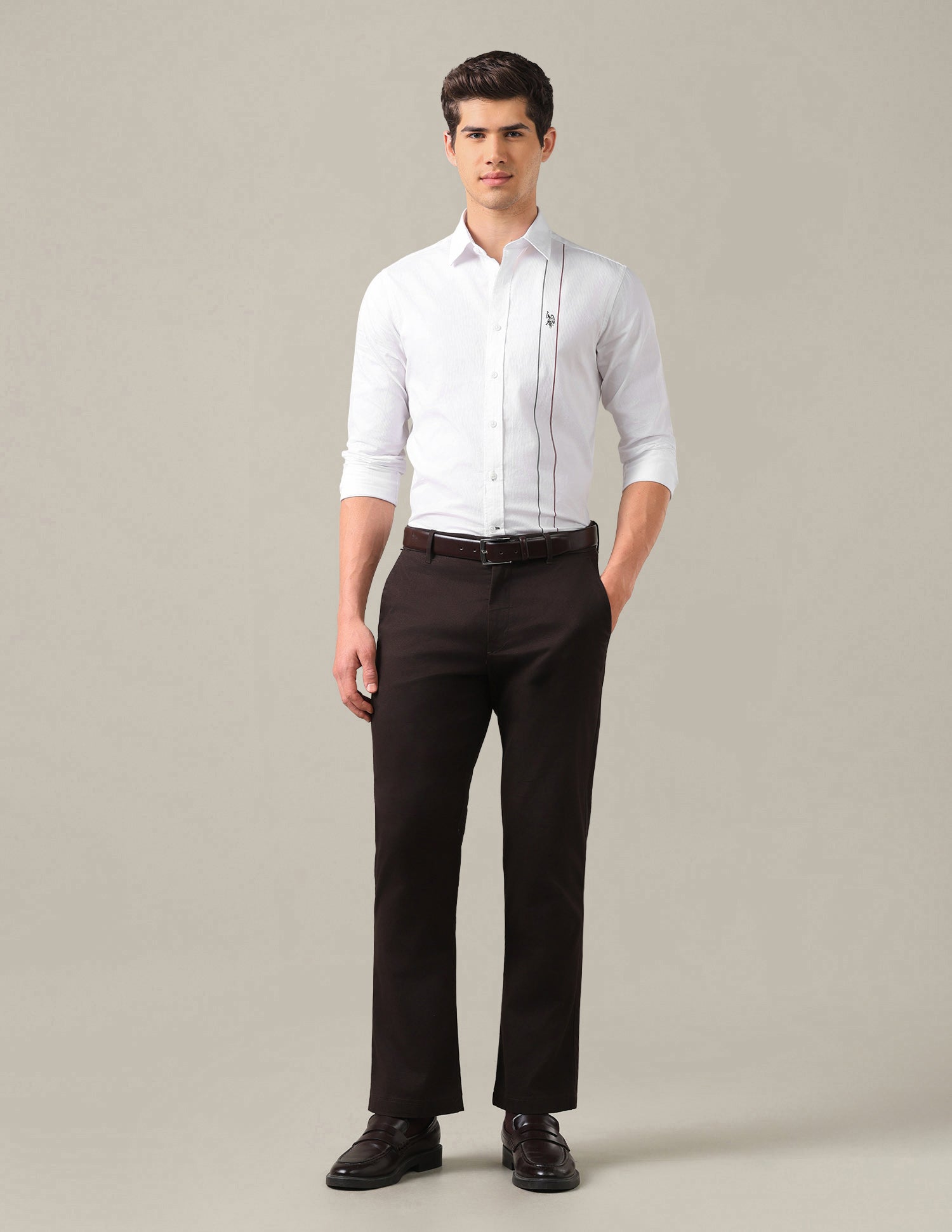 Dobby Tailored Fit Shirt White - U.S. Polo Assn. India | Large