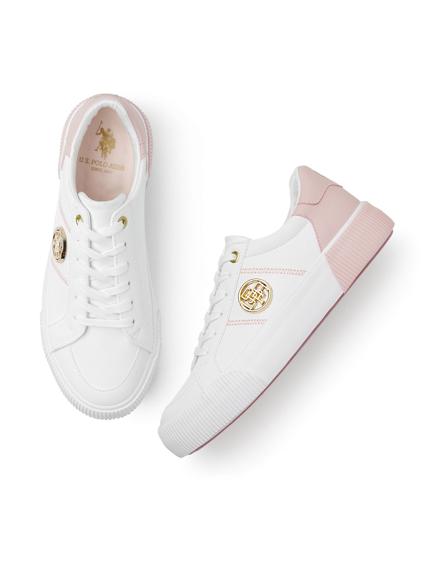 U.S. Polo Assn. Women Katy 3.0 Colourblock Sneakers with Textured Sole Light Pink - U.S. POLO ASSN. | Large