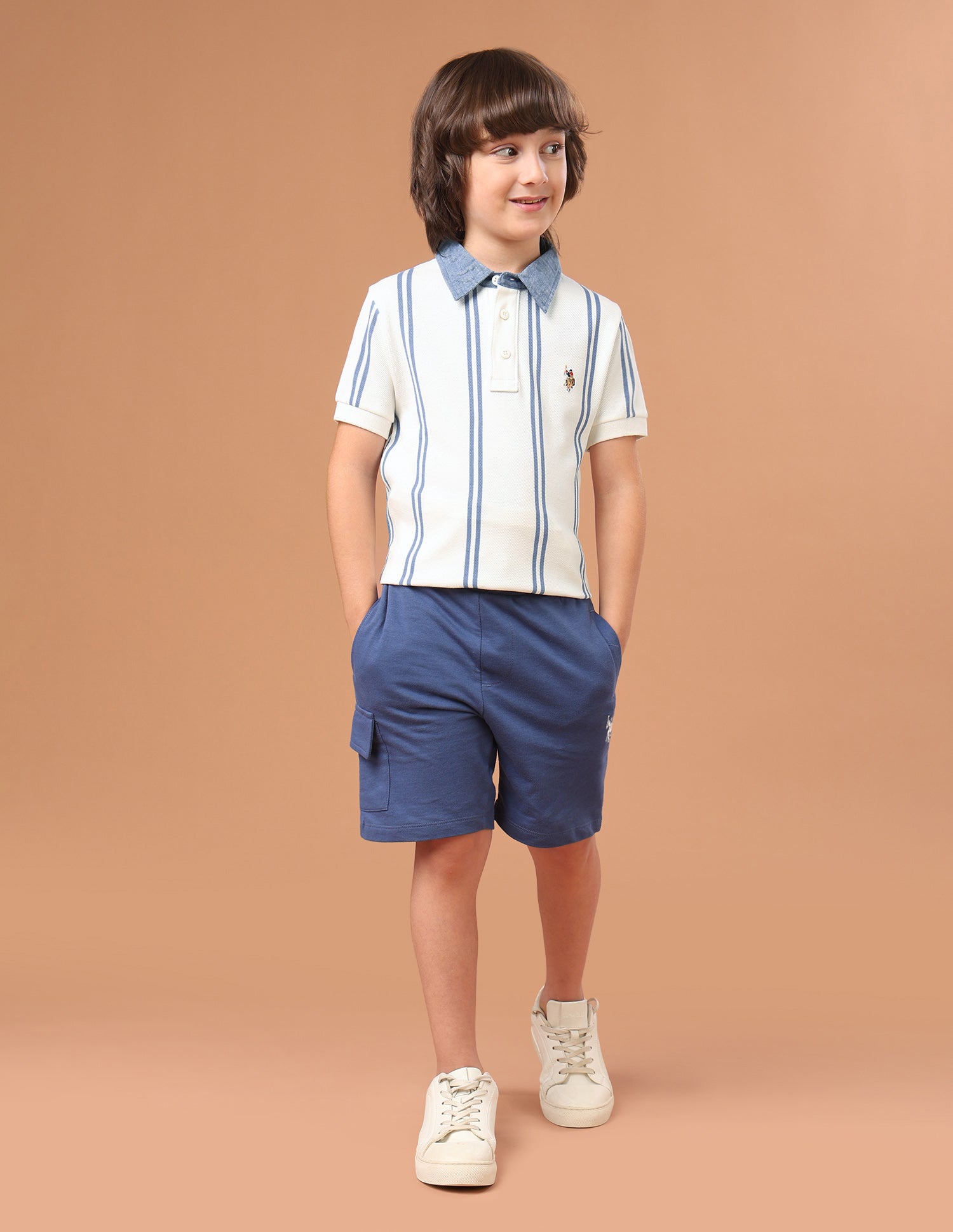 Vertical Striped Regular Fit Polo Shirt Off White - U.S. Polo Assn. India | Large