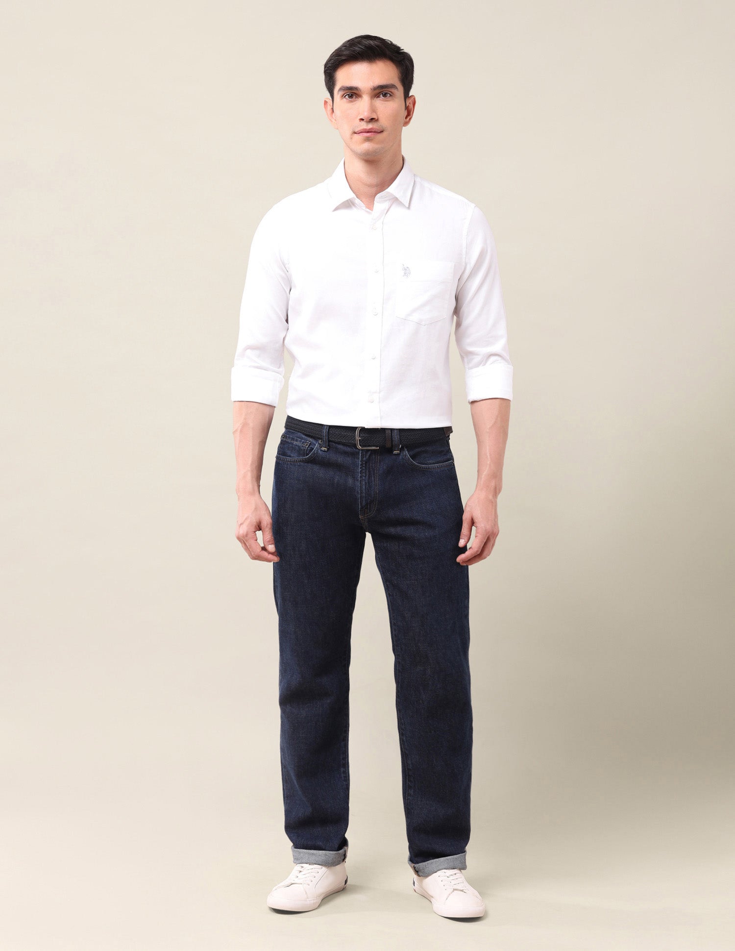 Tailored Fit Dobby Shirt White - U.S. Polo Assn. India | Large