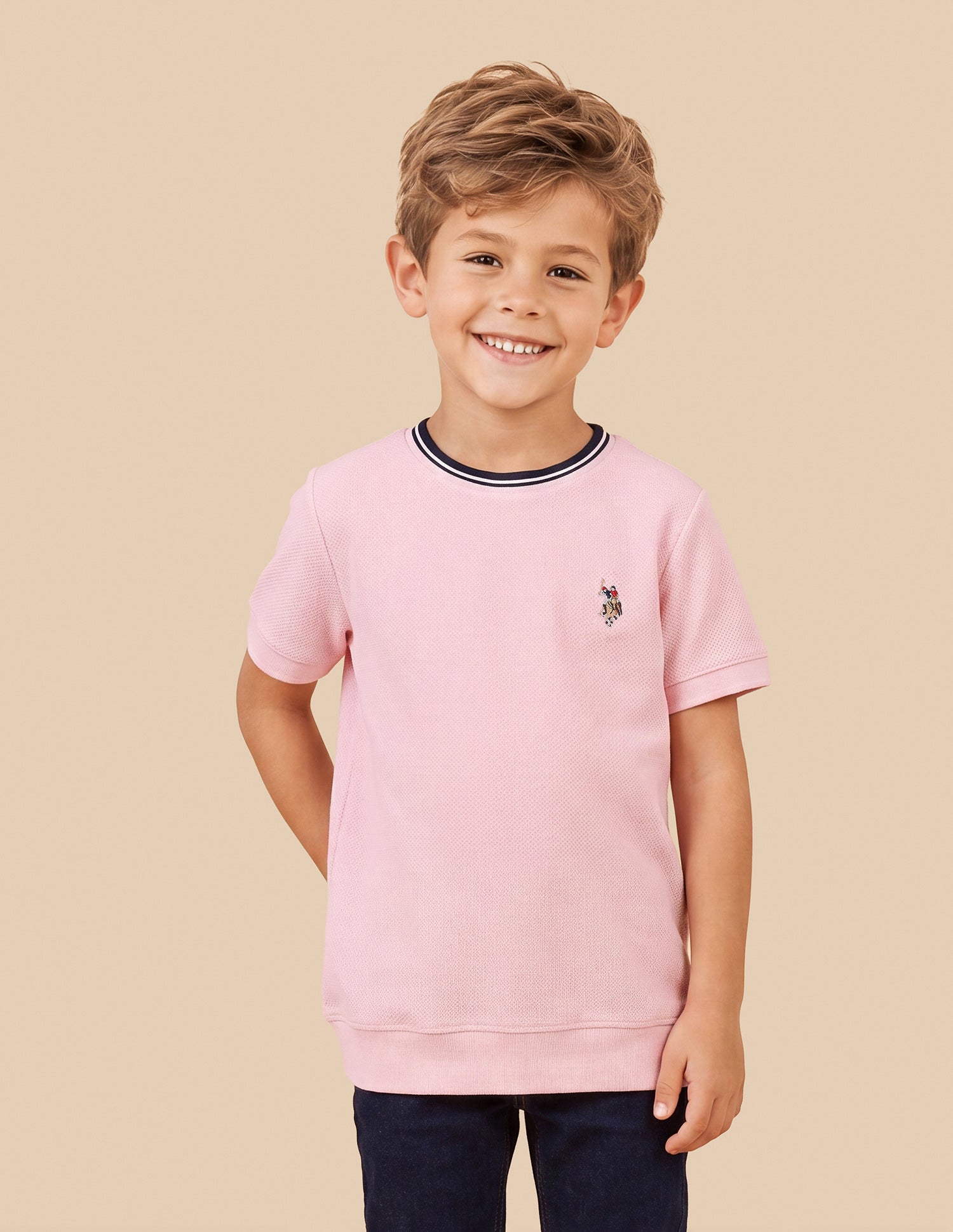 Solid Regular Fit T-Shirt Light Pink - U.S. Polo Assn. India | Large