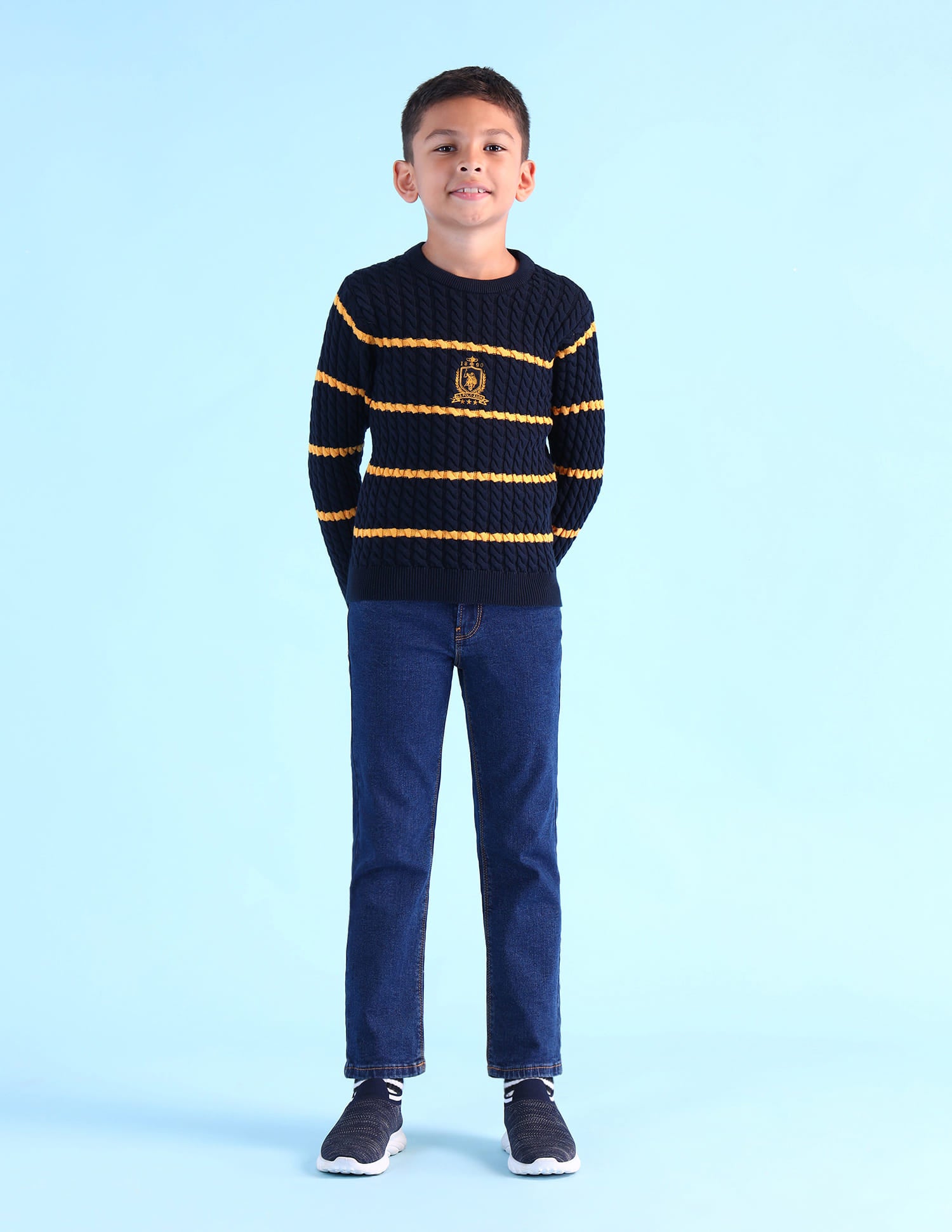 Boys Regular Fit Sweater Navy - U.S. Polo Assn. India | Large