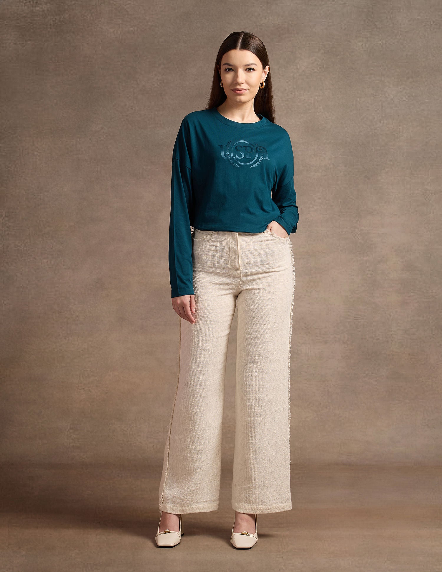 Drop Shoulder Satin Flock T-Shirt Teal - U.S. POLO ASSN. | Large