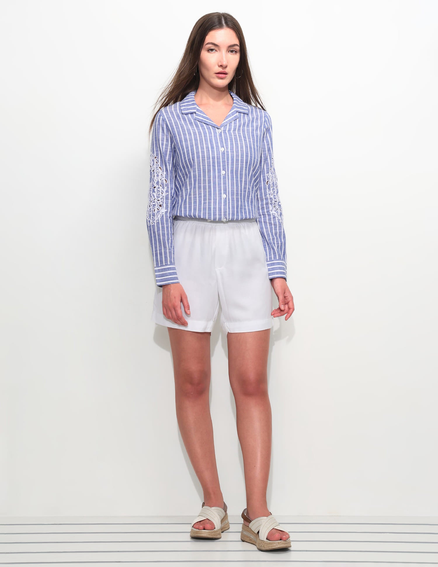 Boxy Cuban Collar Striped Shirt Blue - U.S. Polo Assn. India | Large