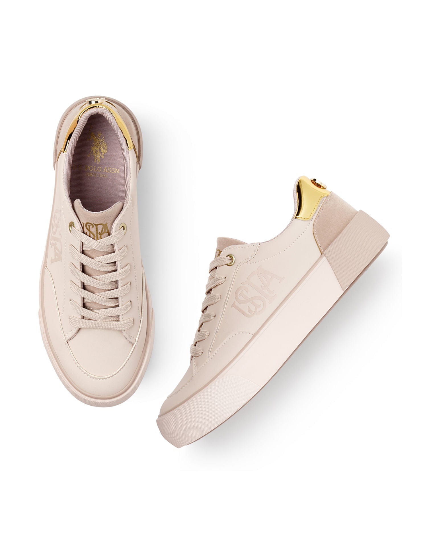 U.S. Polo Assn. Women Lydia 3.0 Round Toe Lace-Ups Sneakers Nude - U.S. POLO ASSN. | Large