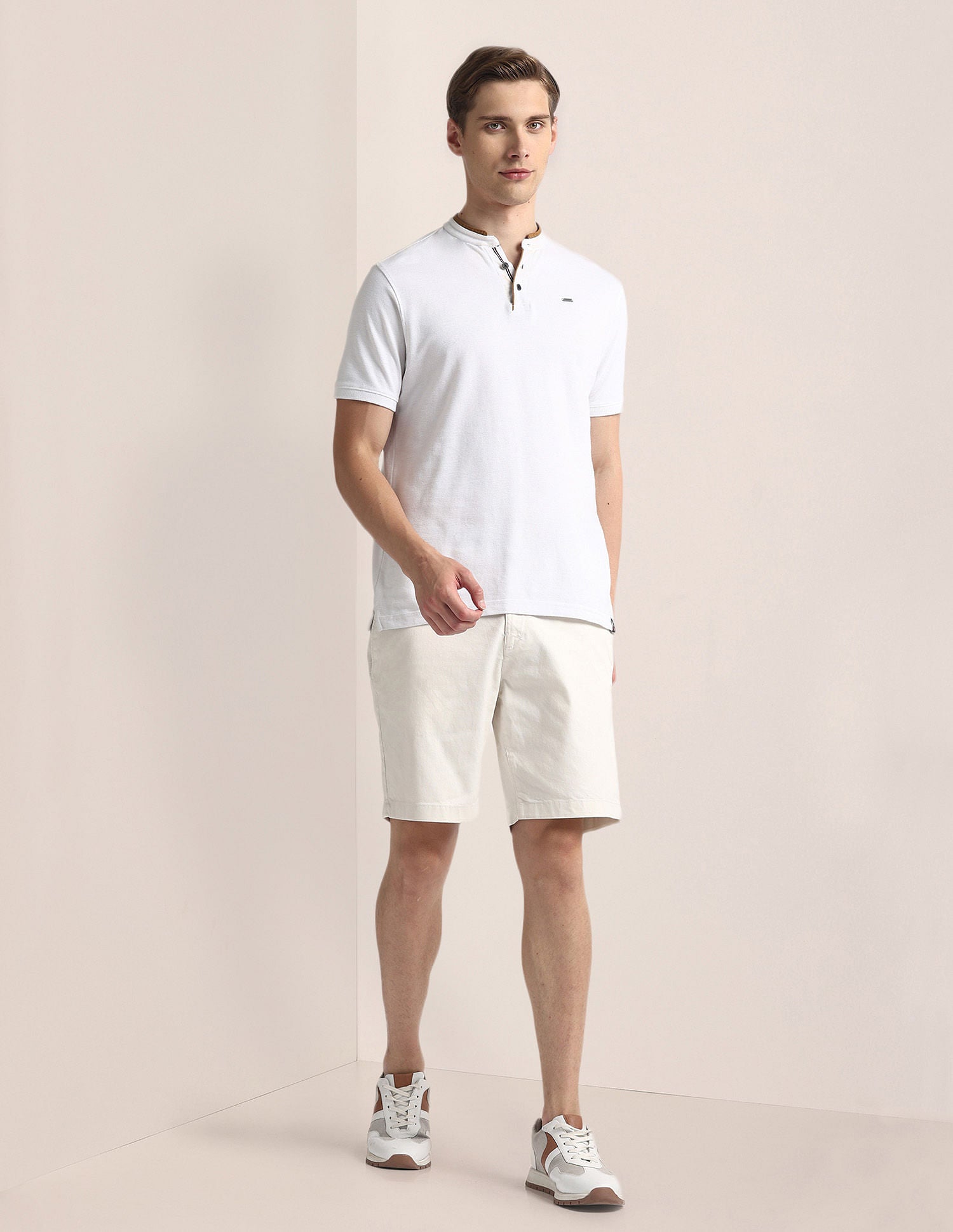 Slim Fit Dobby Shorts Ecru - U.S. Polo Assn. India | Large