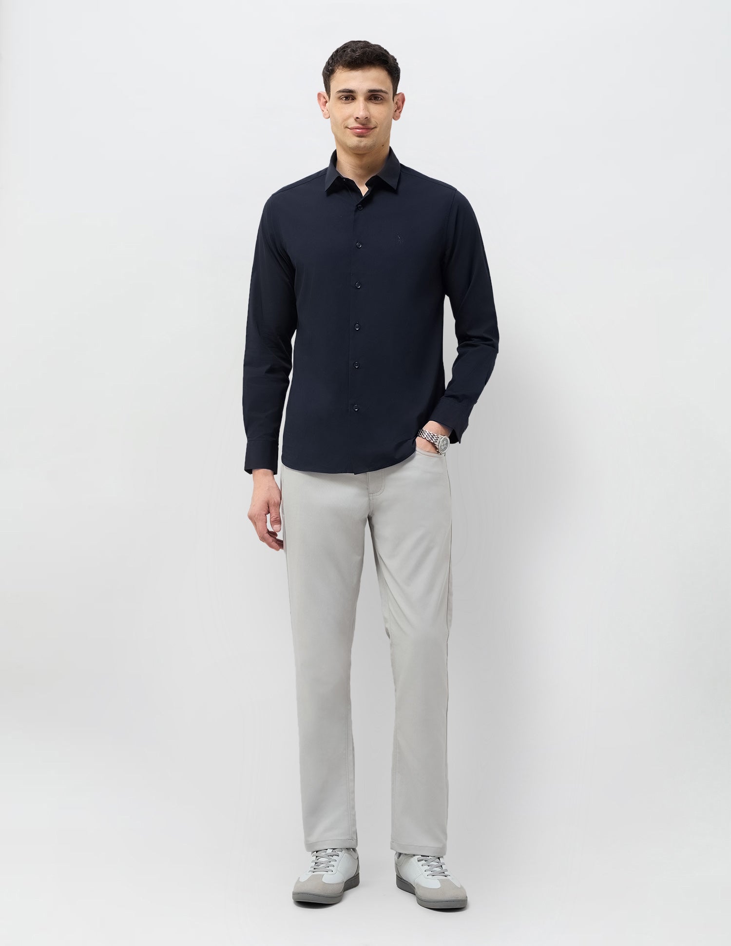Solid Tailored Fit Shirt Navy - U.S. Polo Assn. India | Large