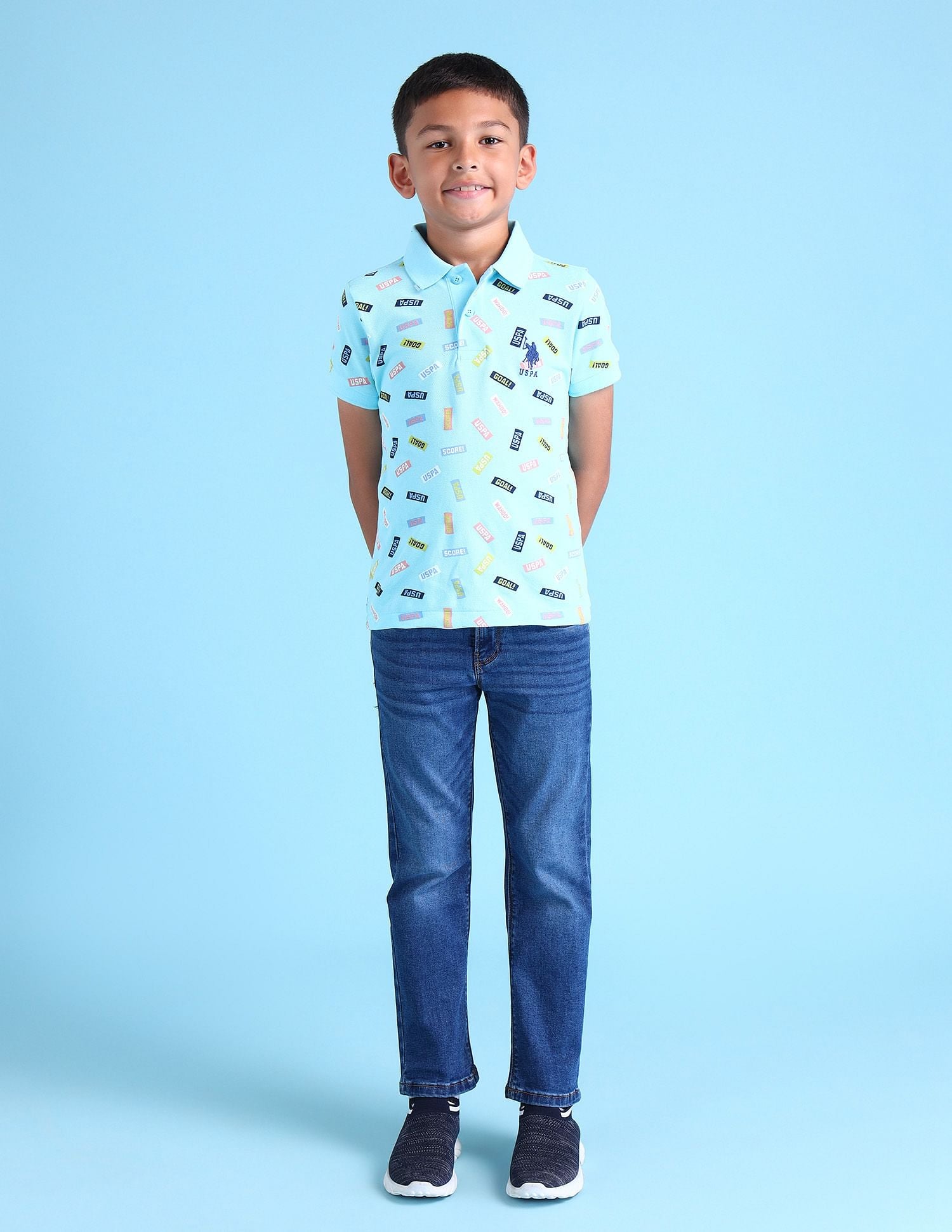 Boys Typography Polo Shirt Light Blue - U.S. POLO ASSN. | Large