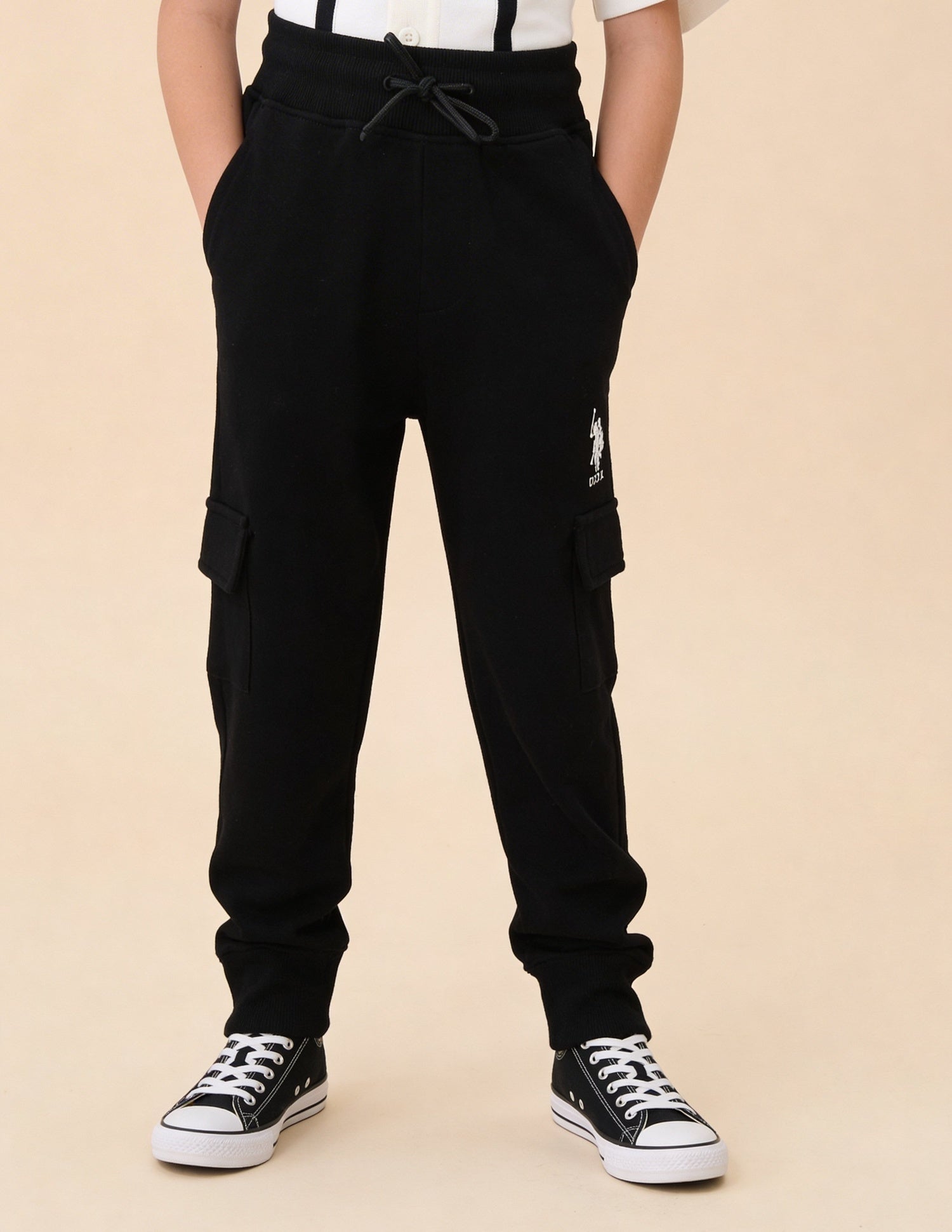 Mid Rise Solid Joggers Black - U.S. Polo Assn. India | Large