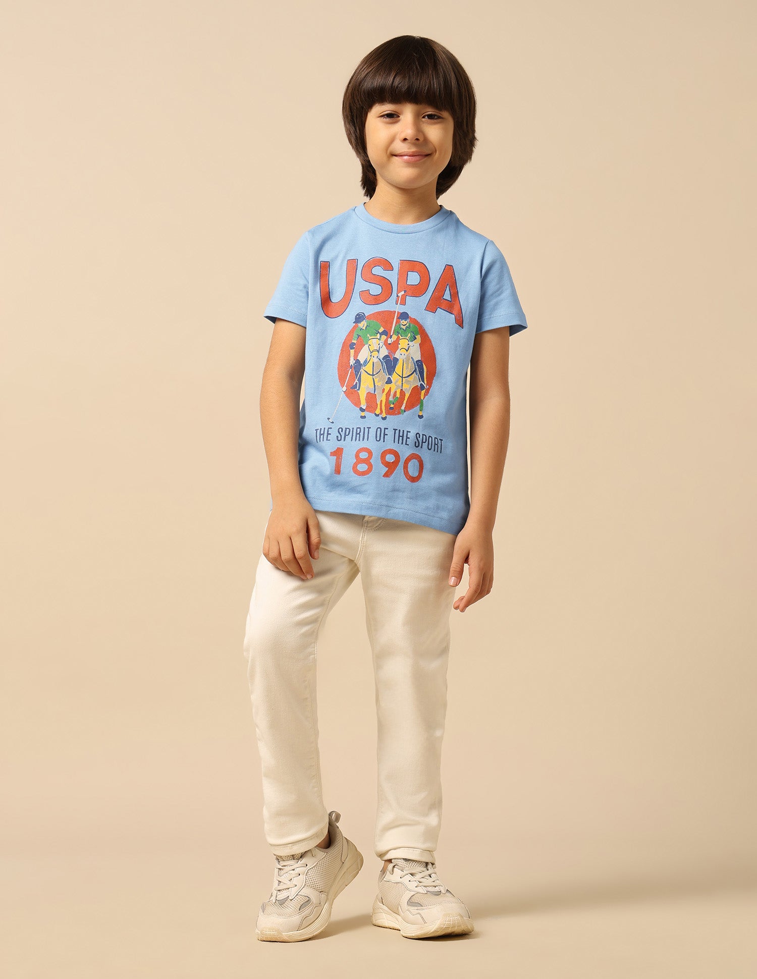 Boys Graphic Brand Printed Regular Fit T-Shirt Blue - U.S. POLO ASSN. | Large