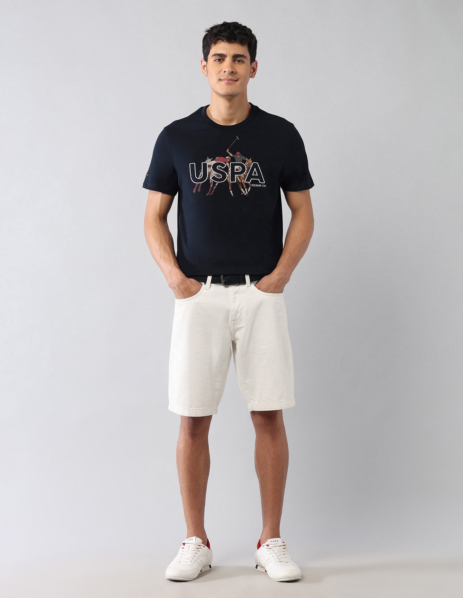 Brand Embroidered Muscle Fit Colligiate T-Shirt Navy - U.S. Polo Assn. India | Large
