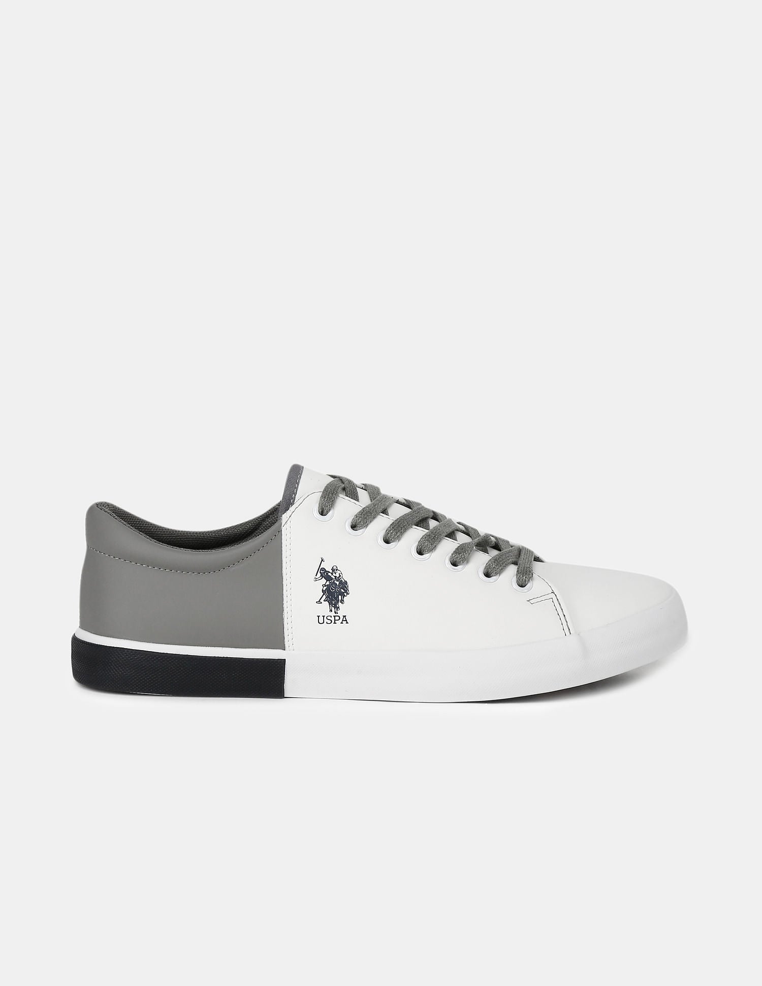 Flexible Outsole Colour Block Panel Sneakers White and Grey - U.S. POLO ASSN. | Large