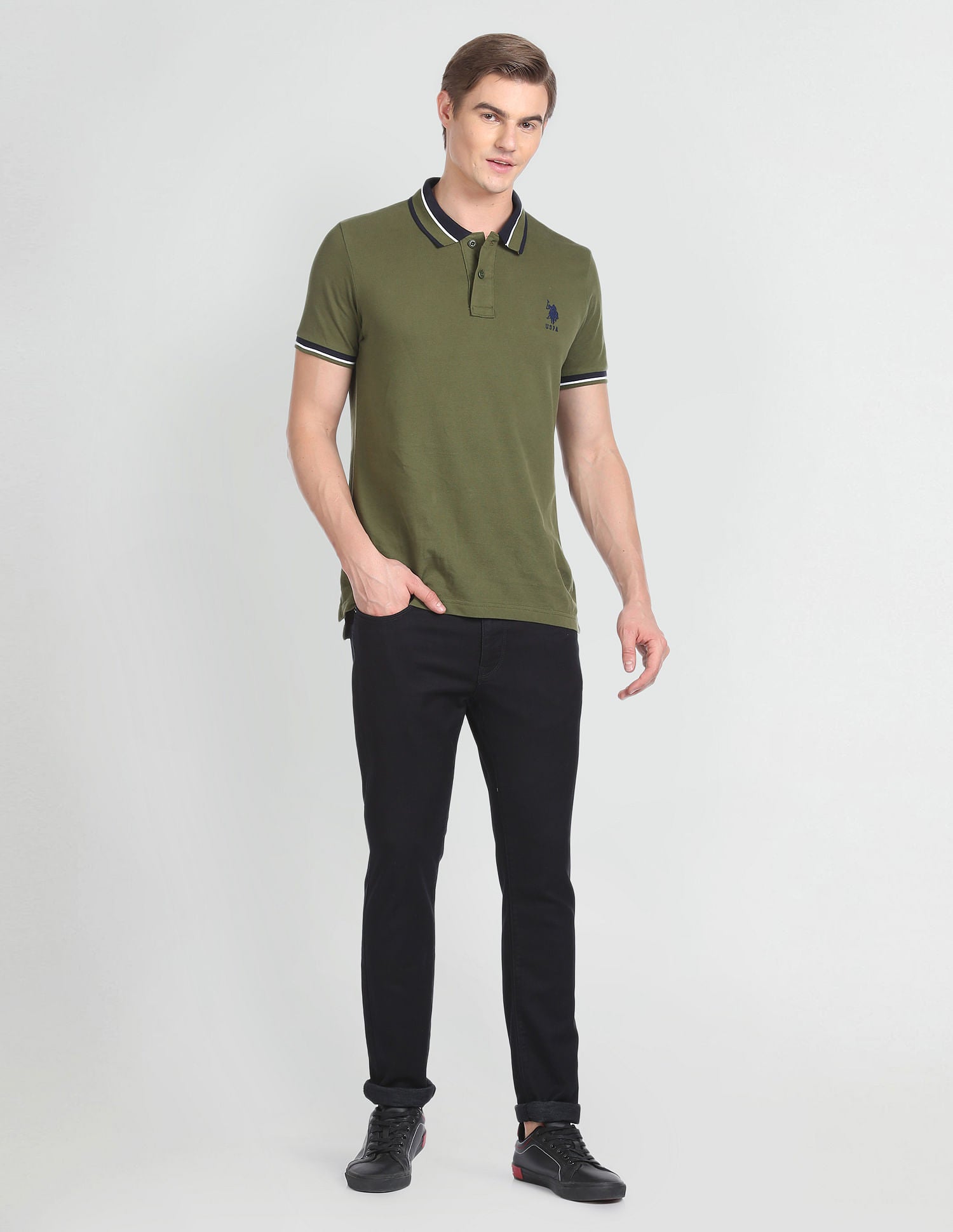 Mid Rise Brandon Slim Tapered Fit Jeans Dark Blue - U.S. POLO ASSN. | Large