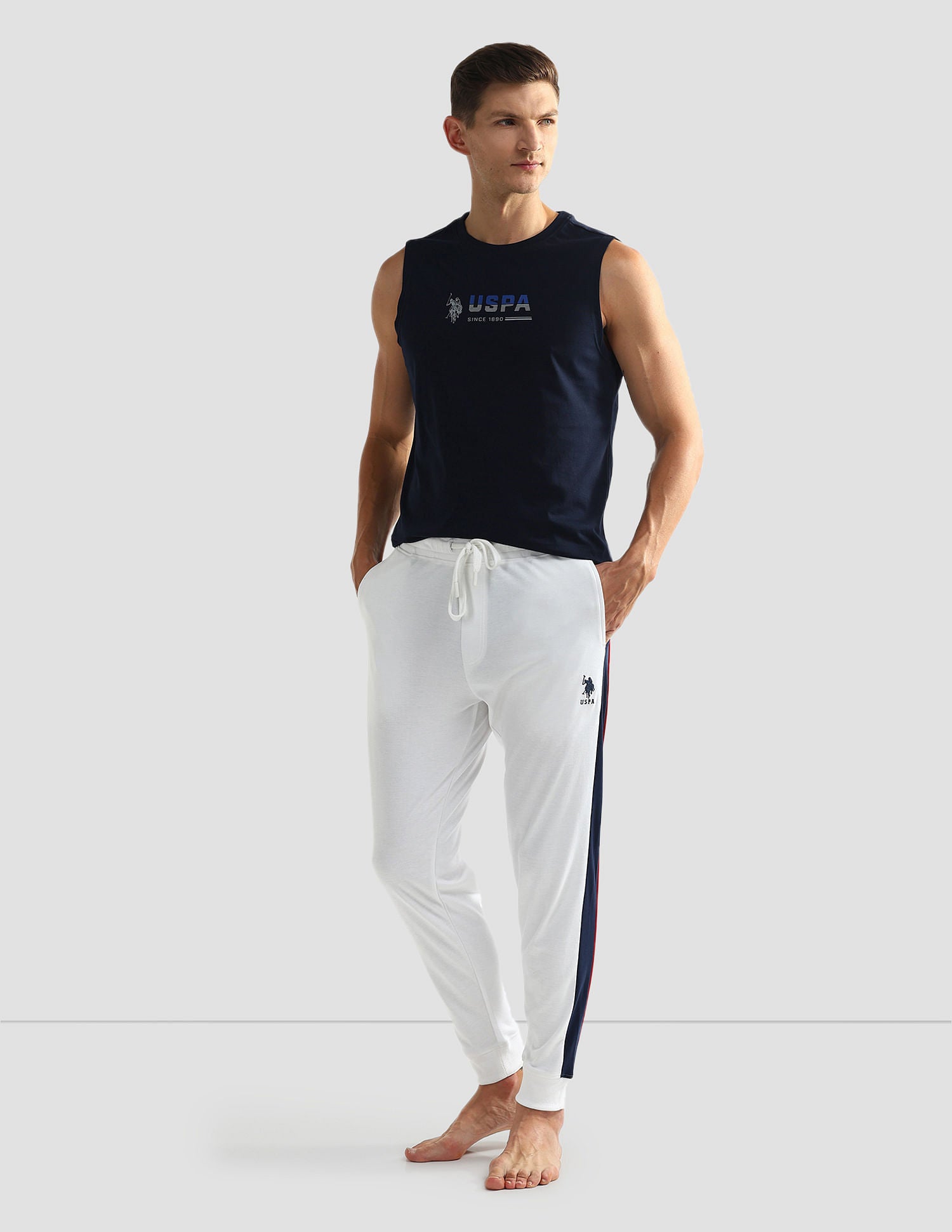 Solid OJ004 Lounge Joggers - Pack Of 1 White - U.S. POLO ASSN. | Large