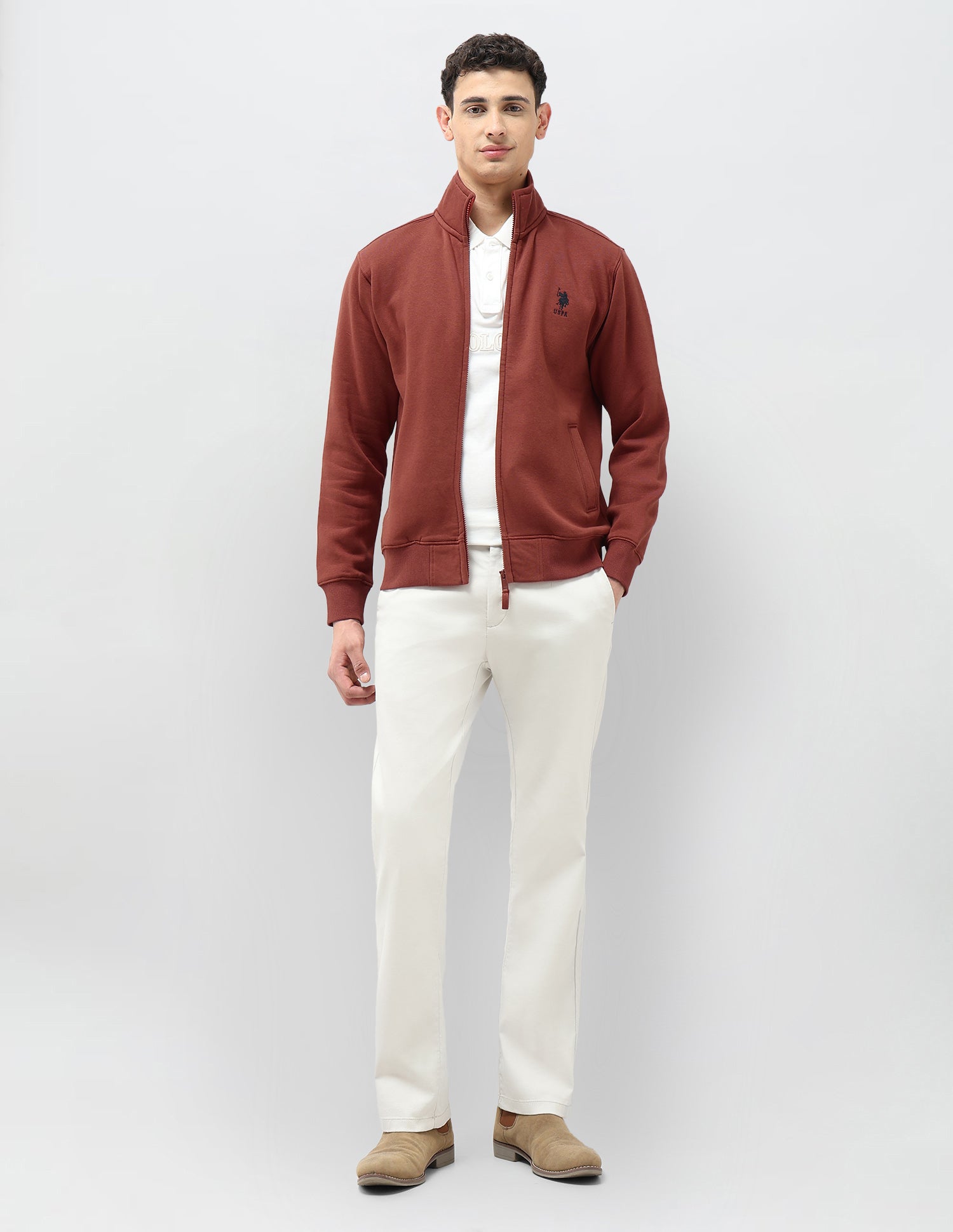 Solid Regular Fit Sweatshirt Rust - U.S. POLO ASSN. | Large