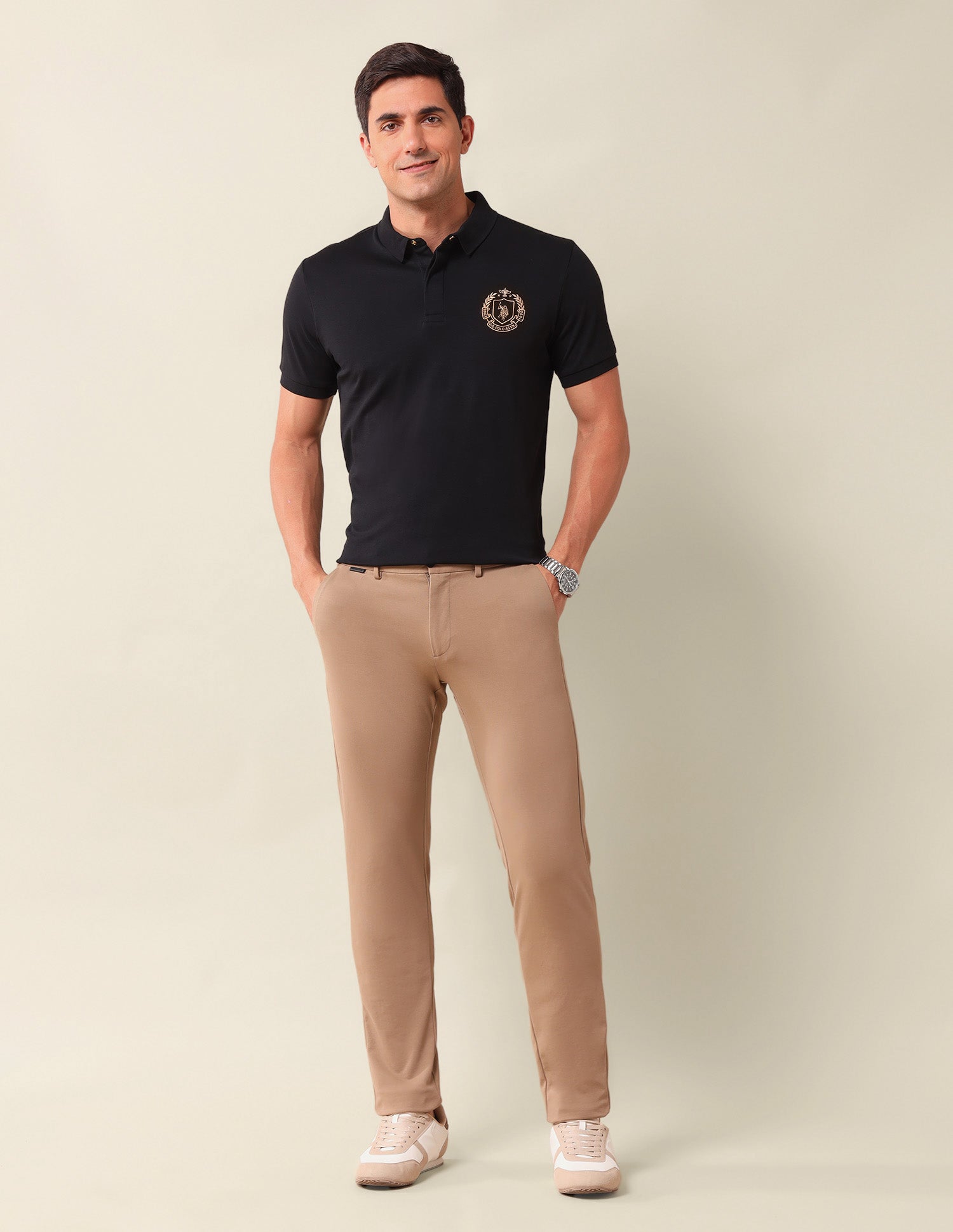 Solid Slim Fit Polo Shirt Black - U.S. Polo Assn. India | Large