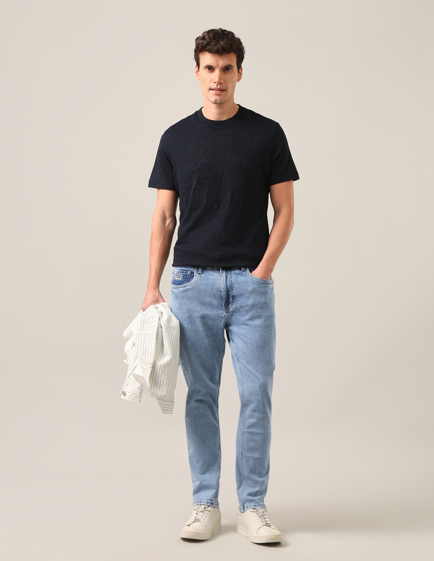 Cole Comfort Cropped Fit Blue Jeans Light Indigo - U.S. Polo Assn. India | Large