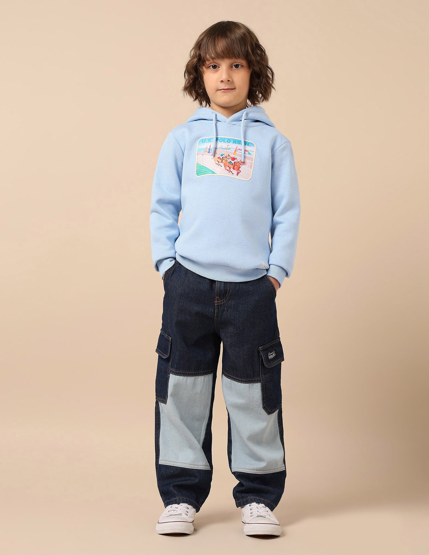 Boys Graphic Brand Printed Sweatshirt Light Blue - U.S. POLO ASSN. | Large