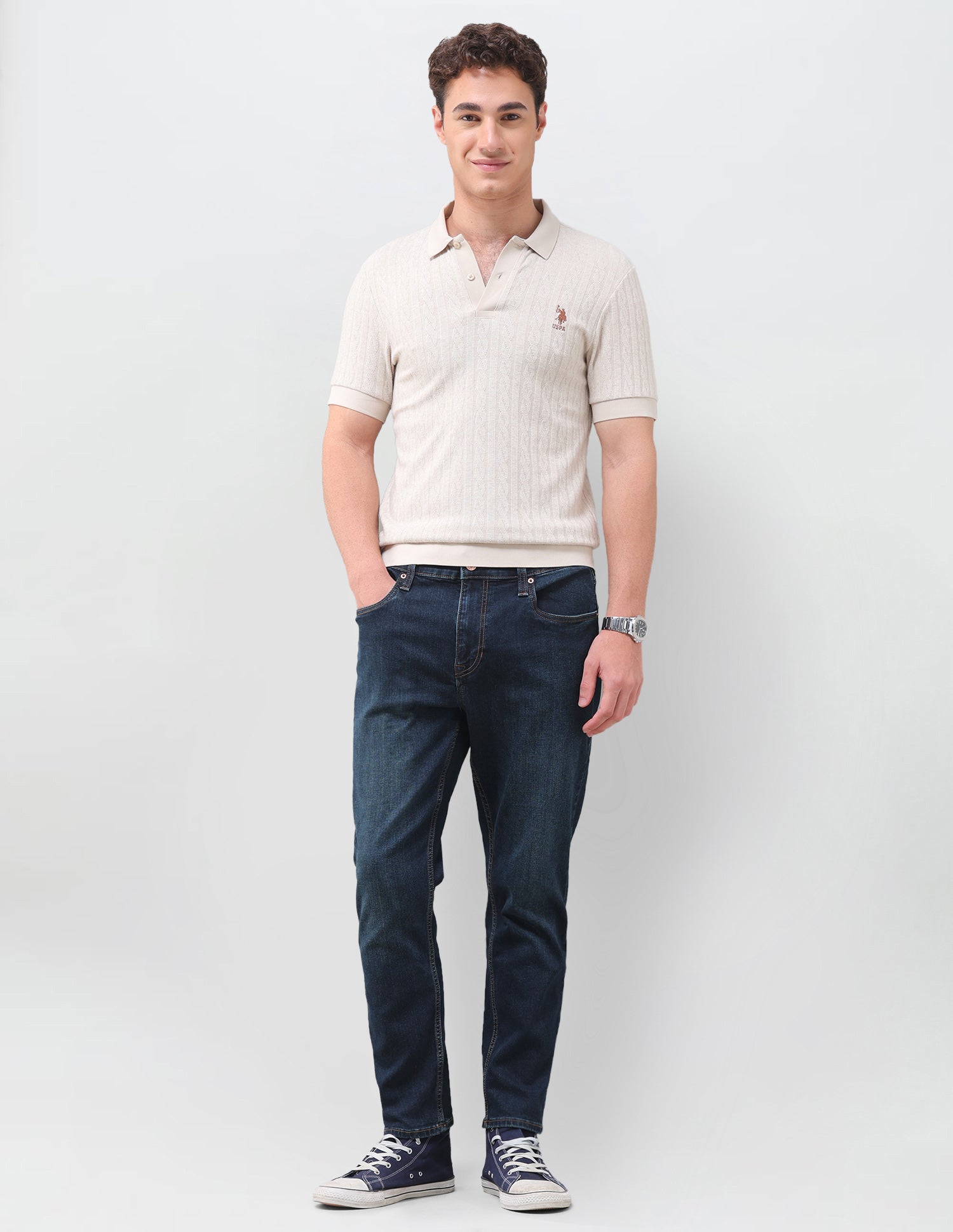 Cole Comfort Cropped Fit Blue Jeans Dark Indigo - U.S. Polo Assn. India | Large
