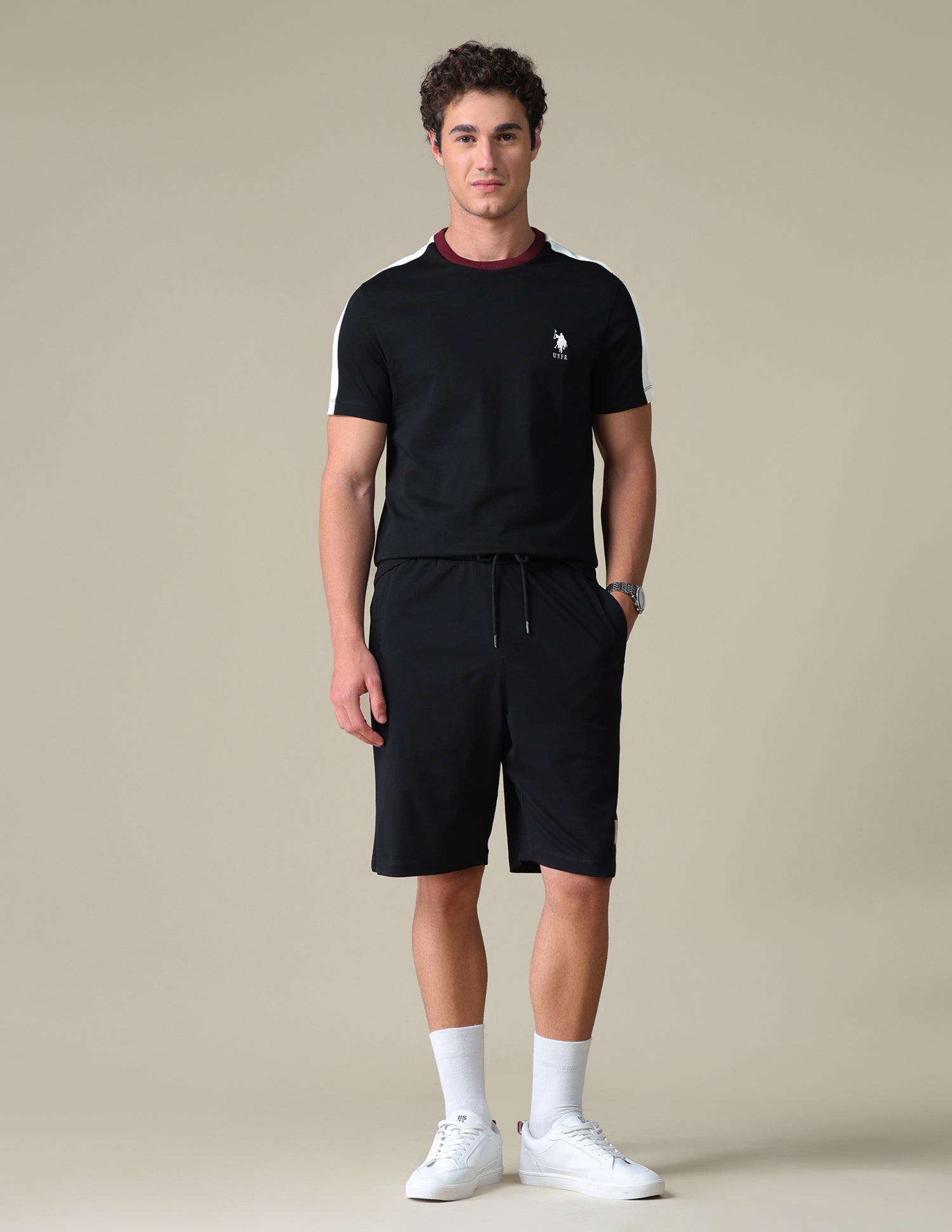 Slim Fit Colour Blocked T-Shirt Black - U.S. Polo Assn. India | Large