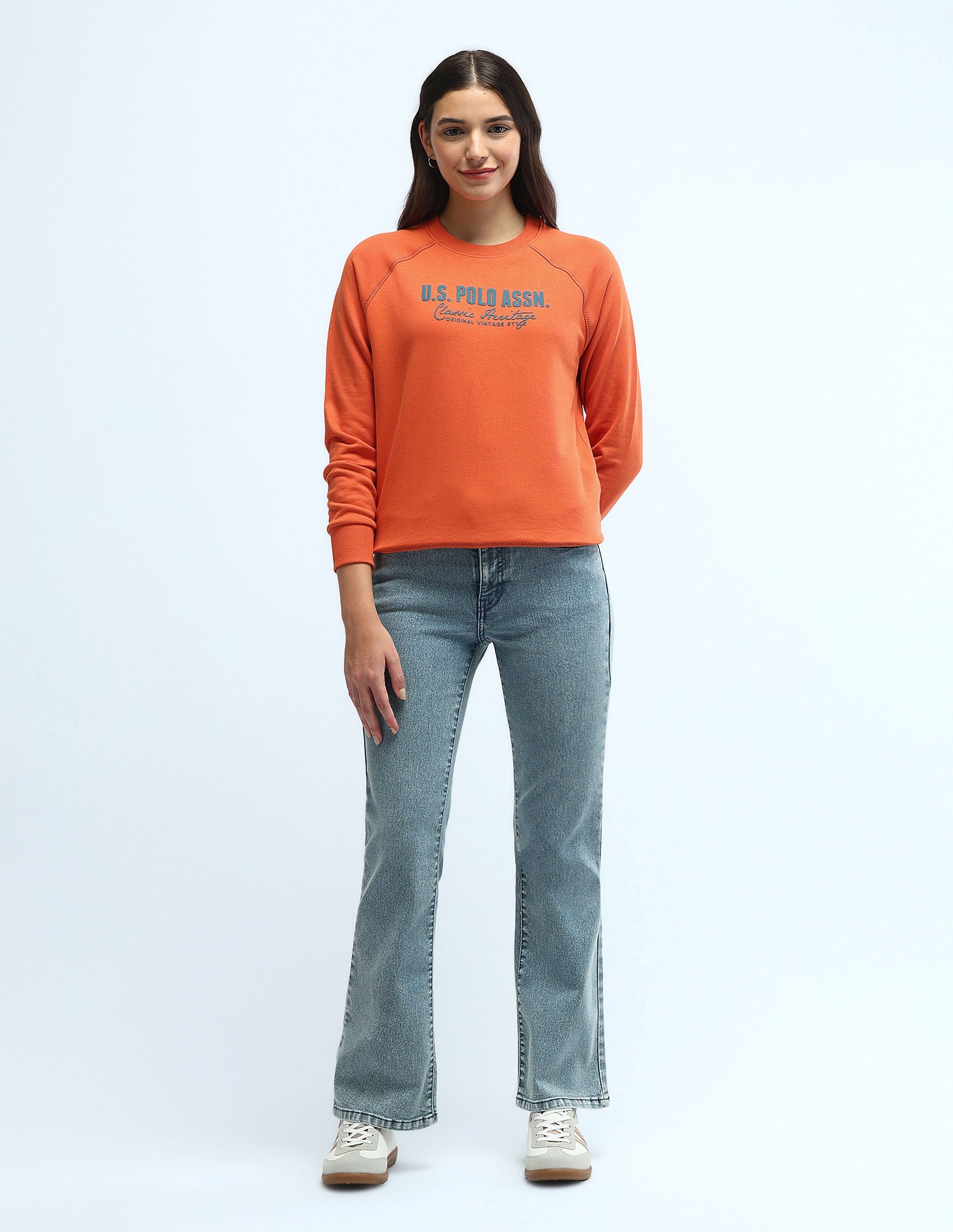 Hd Print Regular Fit Sweatshirt Orange - U.S. POLO ASSN. | Large