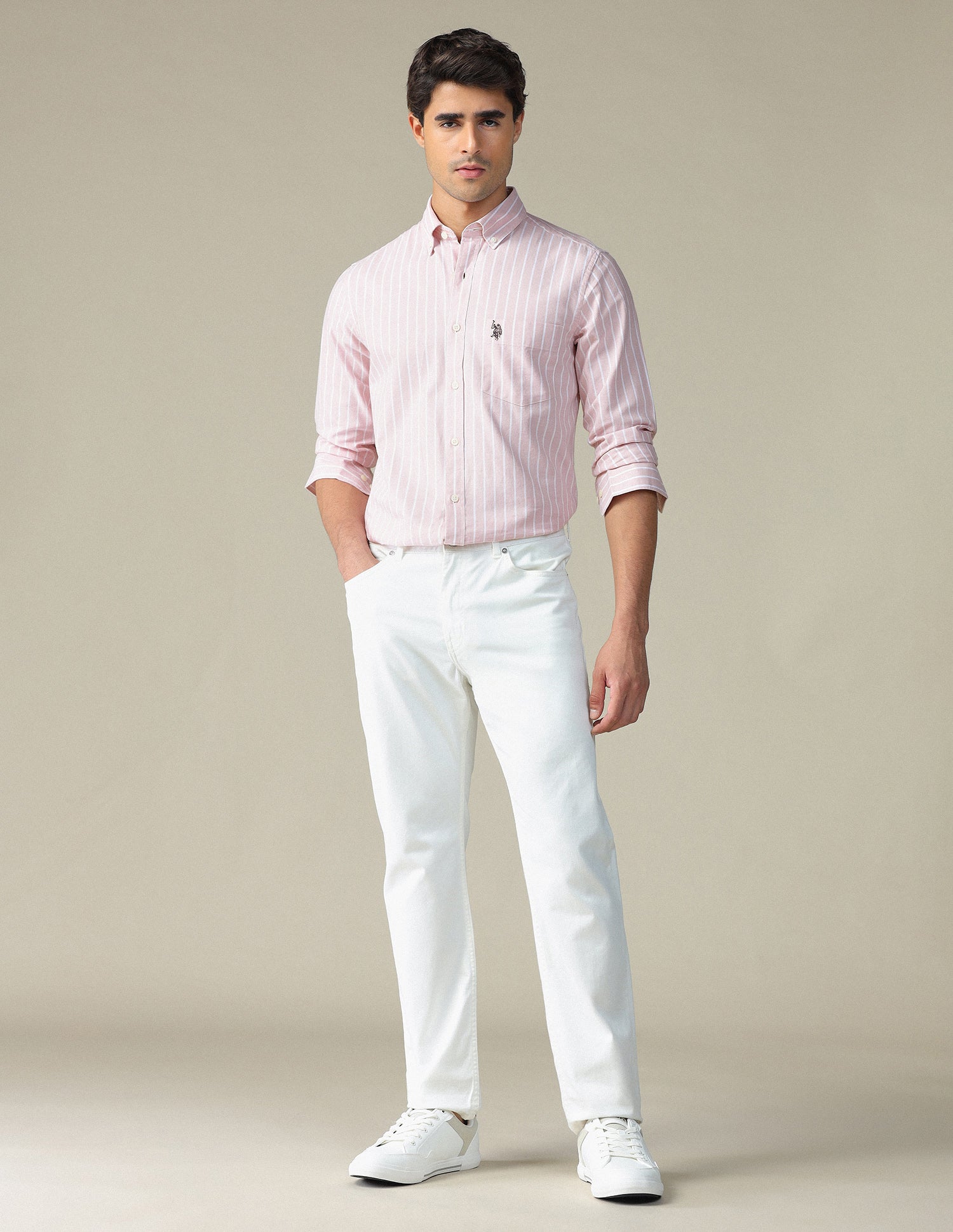 Vertical Striped Button Down Shirt Pink - U.S. POLO ASSN. | Large