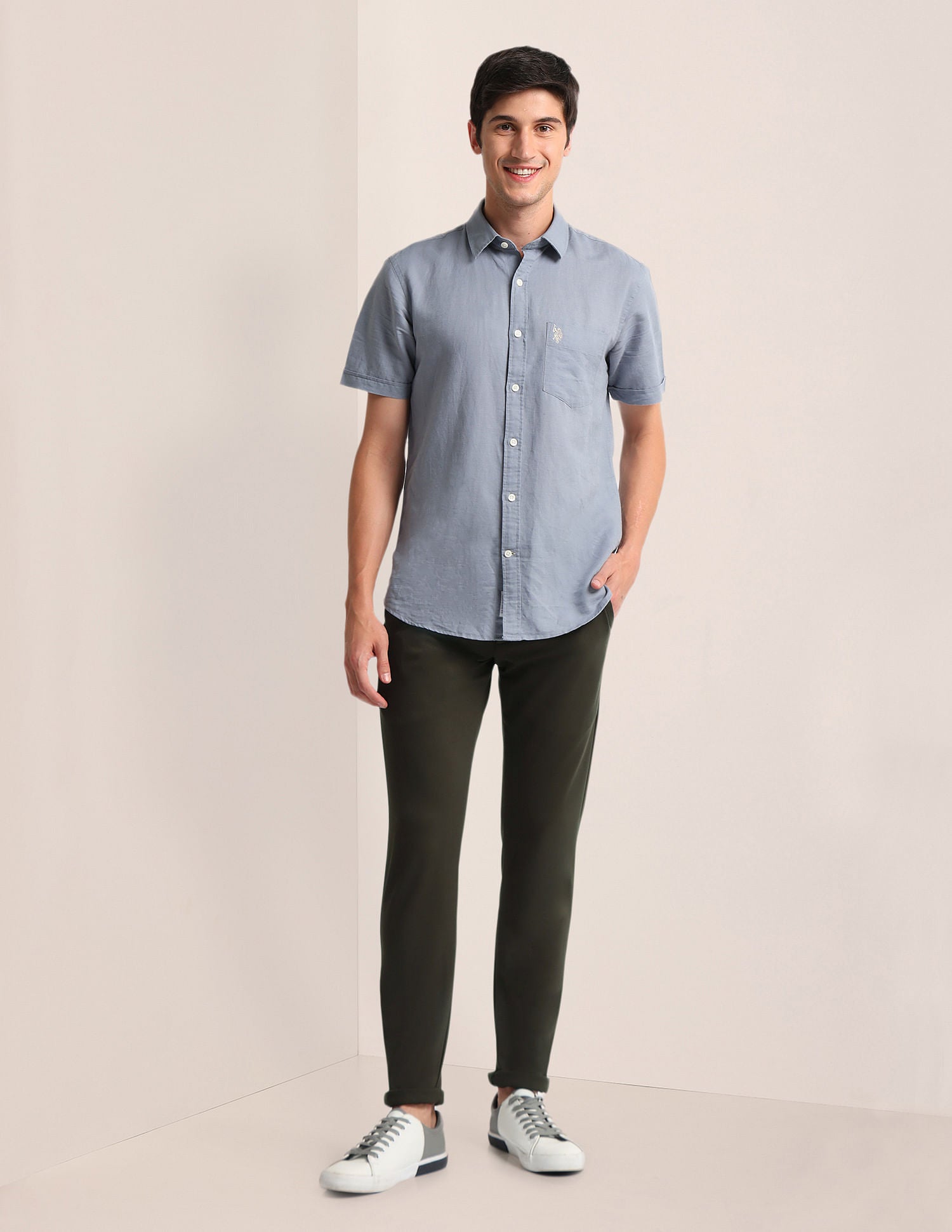 Slim Straight Fit Knitted Chinos Olive - U.S. POLO ASSN. | Large