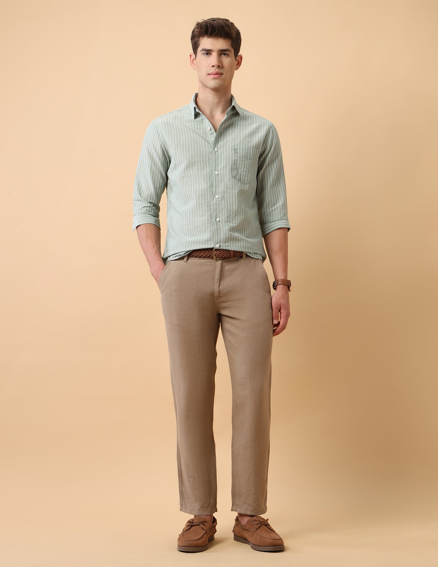 Pacho X Vertical Striped Regular Fit Shirt Sage - U.S. Polo Assn. India | Large