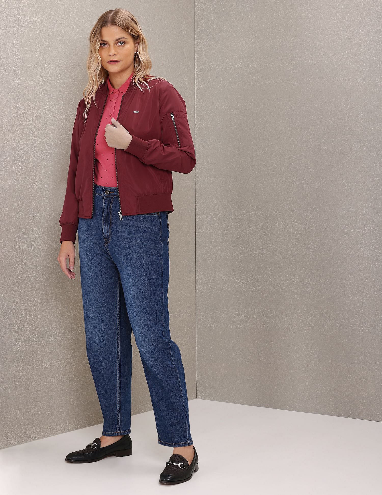 Stand Collar Solid Quilted Jacket Maroon - U.S. POLO ASSN. | Large