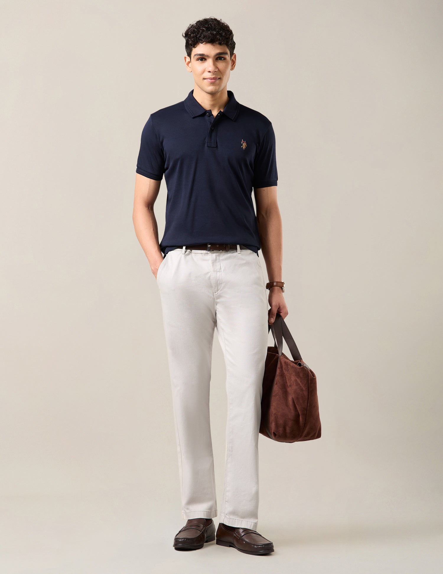Solid Slim Fit Polo Shirt Dark Blue - U.S. Polo Assn. India | Large