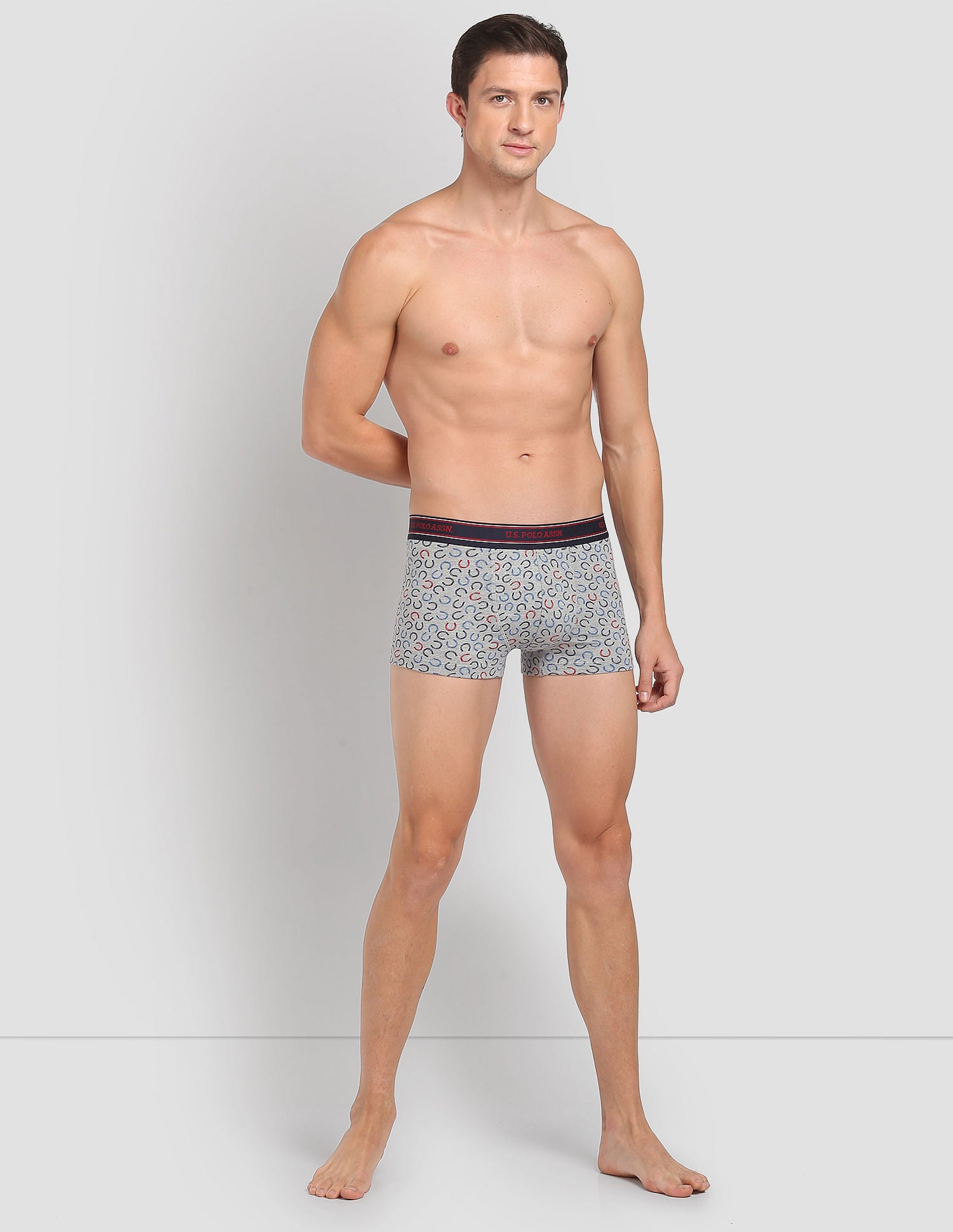 All Over Print Ribbed Jersey I616 Trunks - Pack Of 1 Grey - U.S. Polo Assn. India | Large