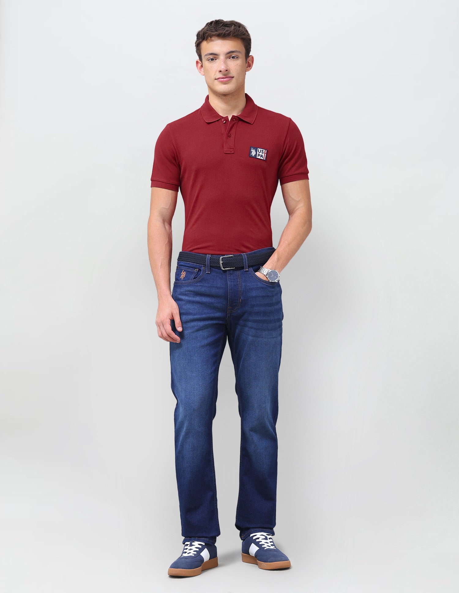 Solid Slim Fit Polo Shirt Red - U.S. Polo Assn. India | Large