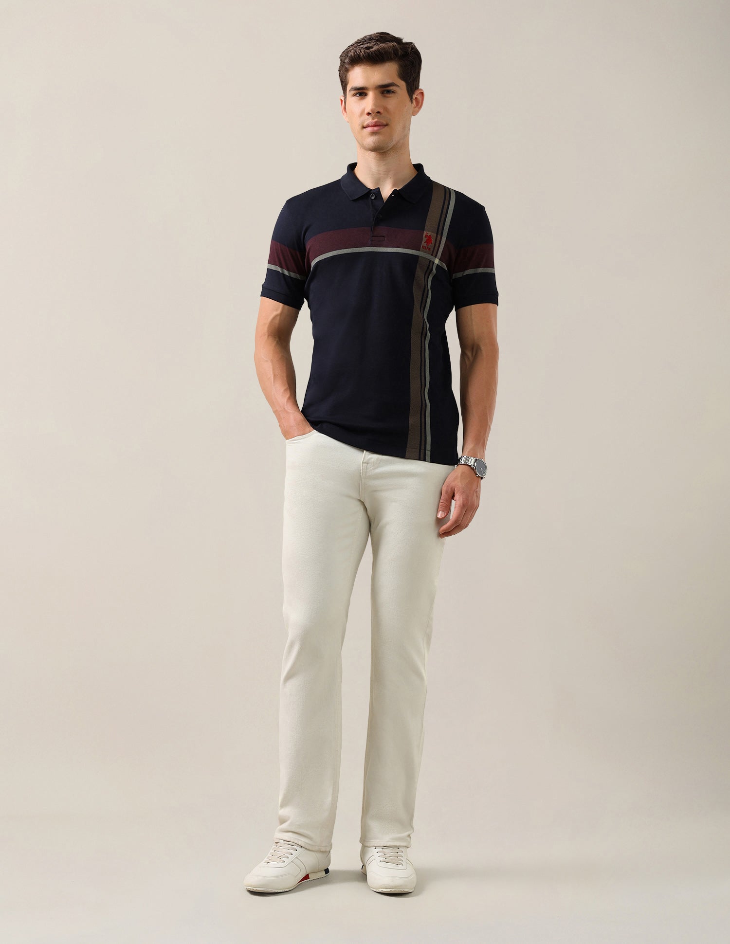 Solid Slim Fit Polo Shirt Navy - U.S. Polo Assn. India | Large